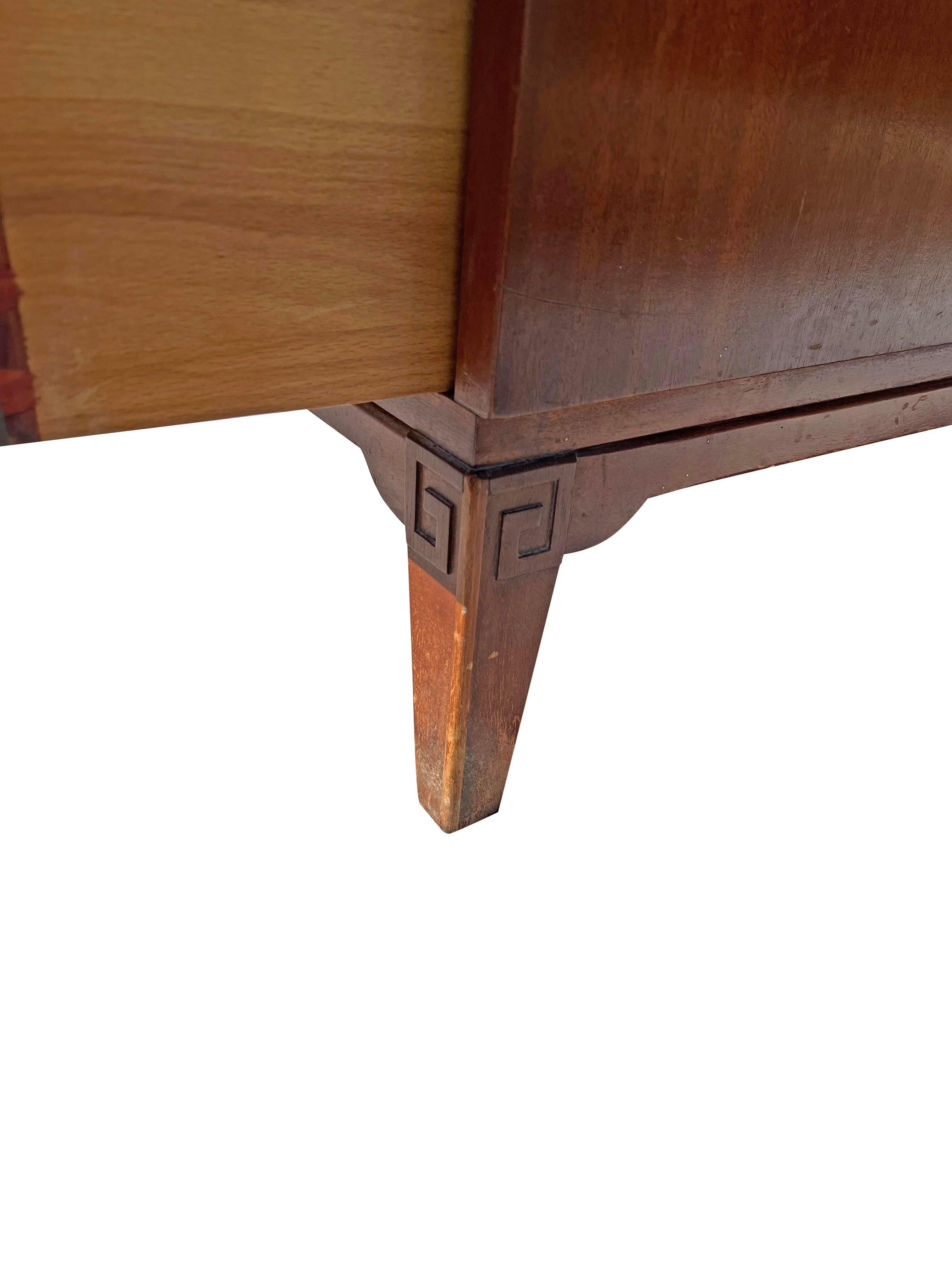 Mid-20th Century 1950s Vintage Traditional Asian Style Highboy Tall Dresser With Shell Hardware