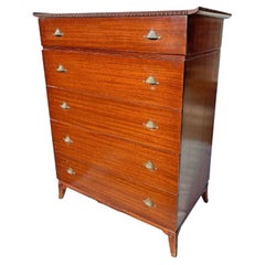 1950s Vintage Traditional Asian Style Highboy Tall Dresser With Shell Hardware