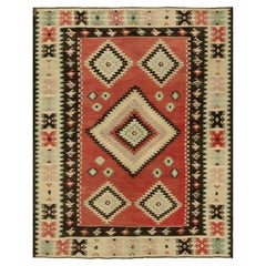 1950s Vintage Tribal Kilim in Red, Beige-Brown, Geometric Pattern by Rug & Kilim