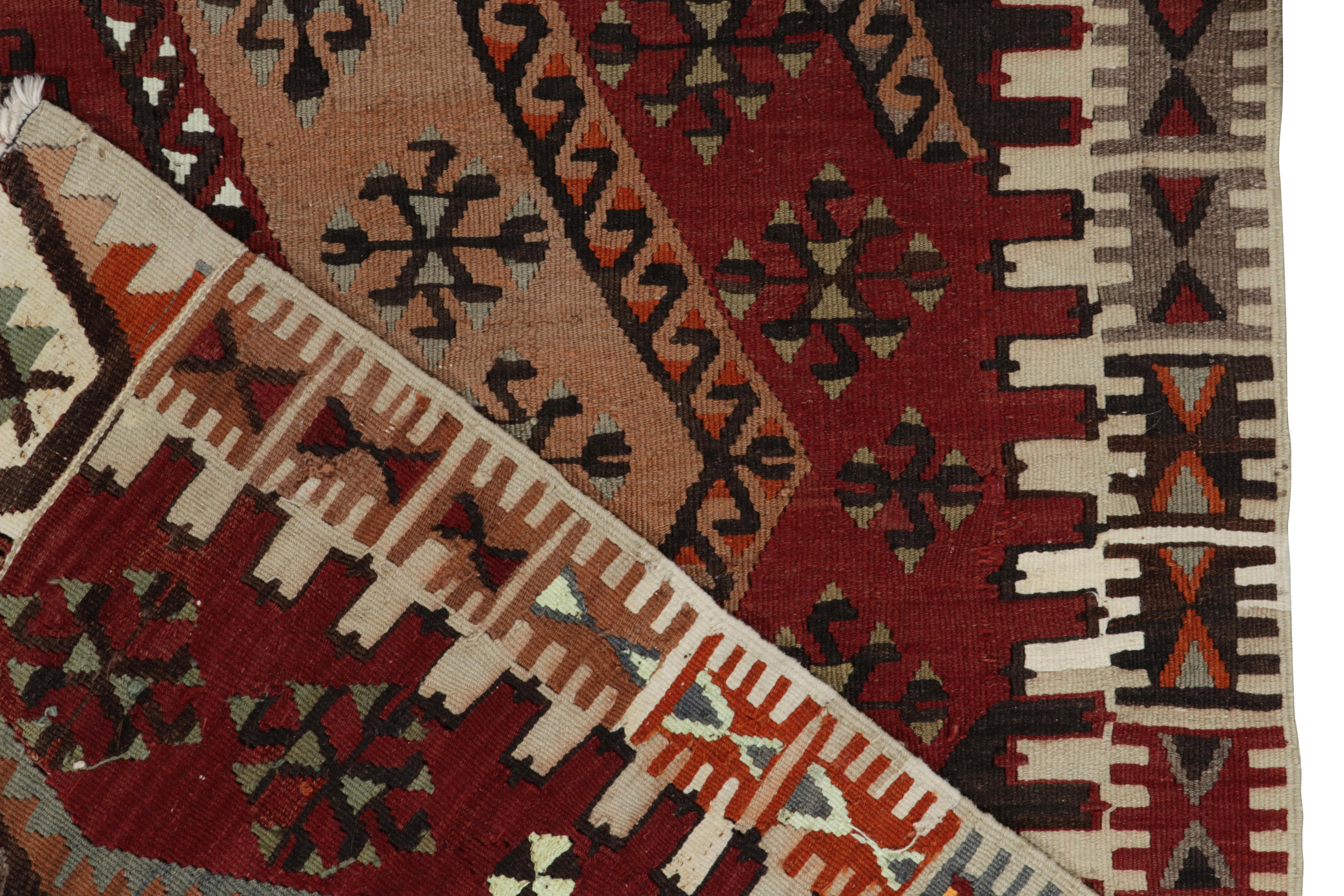 1950s Vintage Tribal Kilim in Red, Beige-Brown, Geometric Pattern by Rug & Kilim In Good Condition For Sale In Long Island City, NY