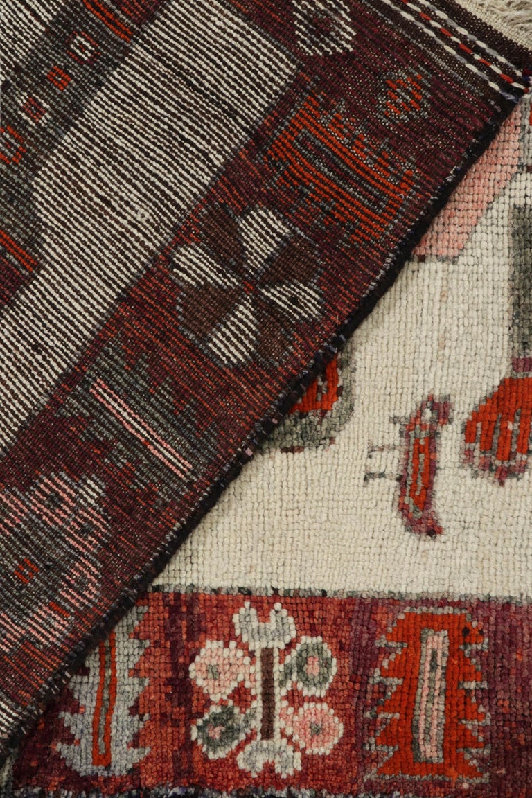 1950s Vintage Tribal Rug in Red, Off-White Background and Pictorial by ...