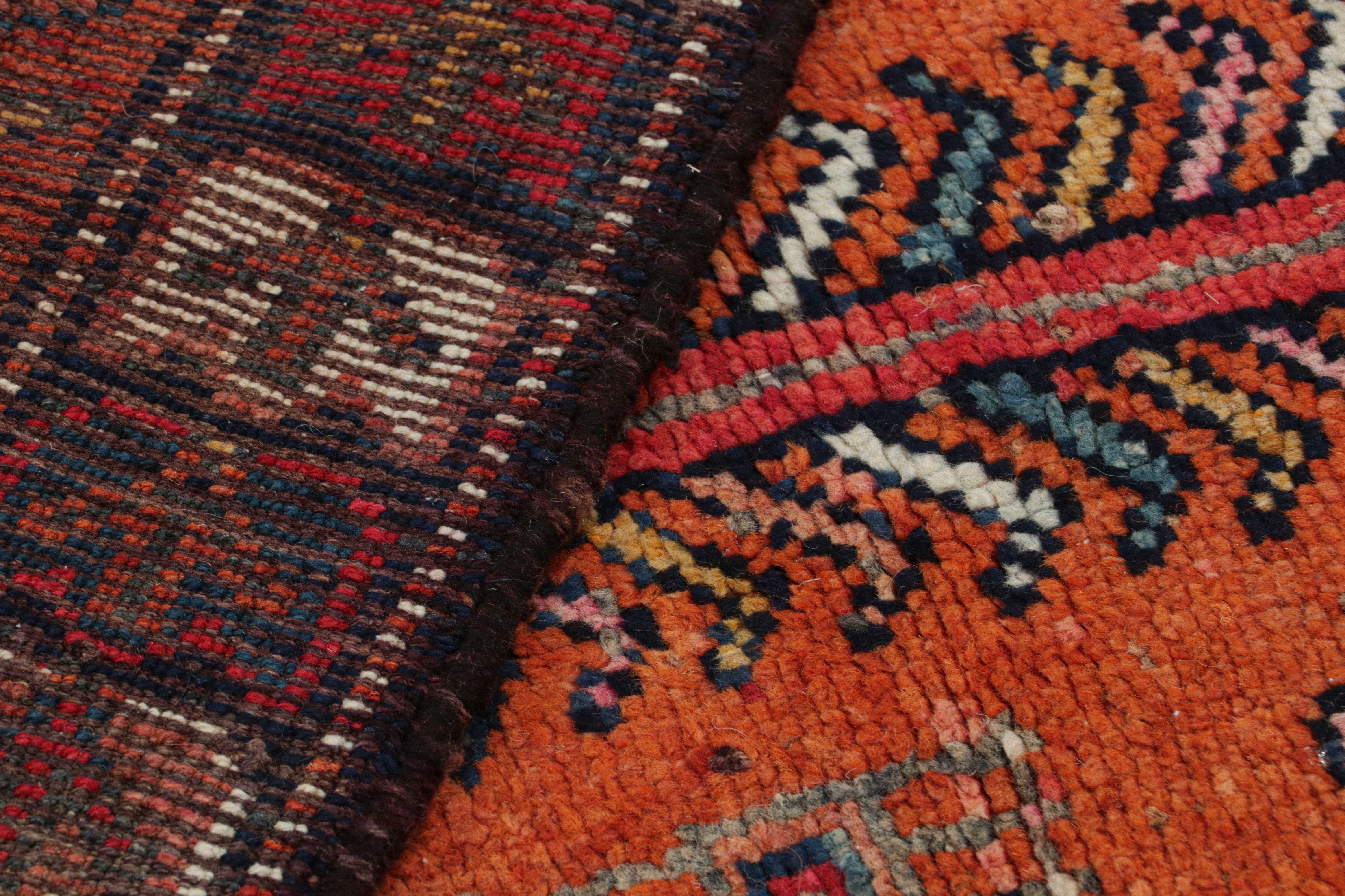 Wool 1950s Vintage Tribal Rug in Red, Orange, Multihued Pictorial by Rug & Kilim For Sale