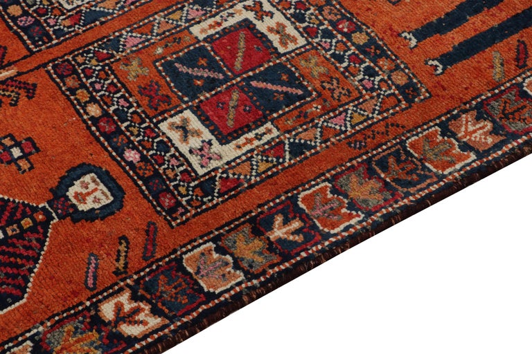 1950s Vintage Tribal Rug in Red, Orange, Multihued Pictorial by Rug and ...