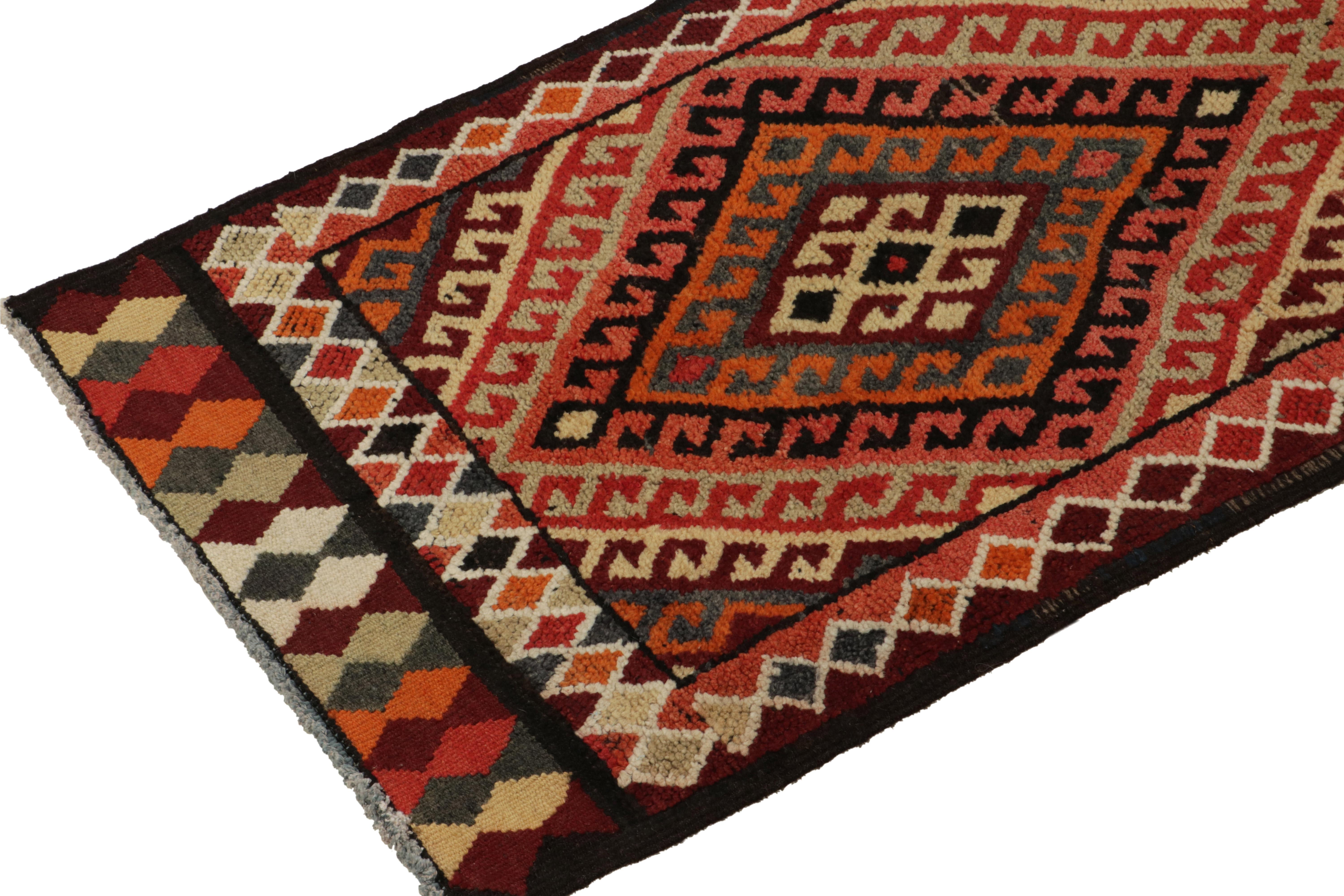 Hand-Knotted 1950s Vintage Tribal Runner in, Multicolor Geometric Pattern by Rug & Kilim For Sale