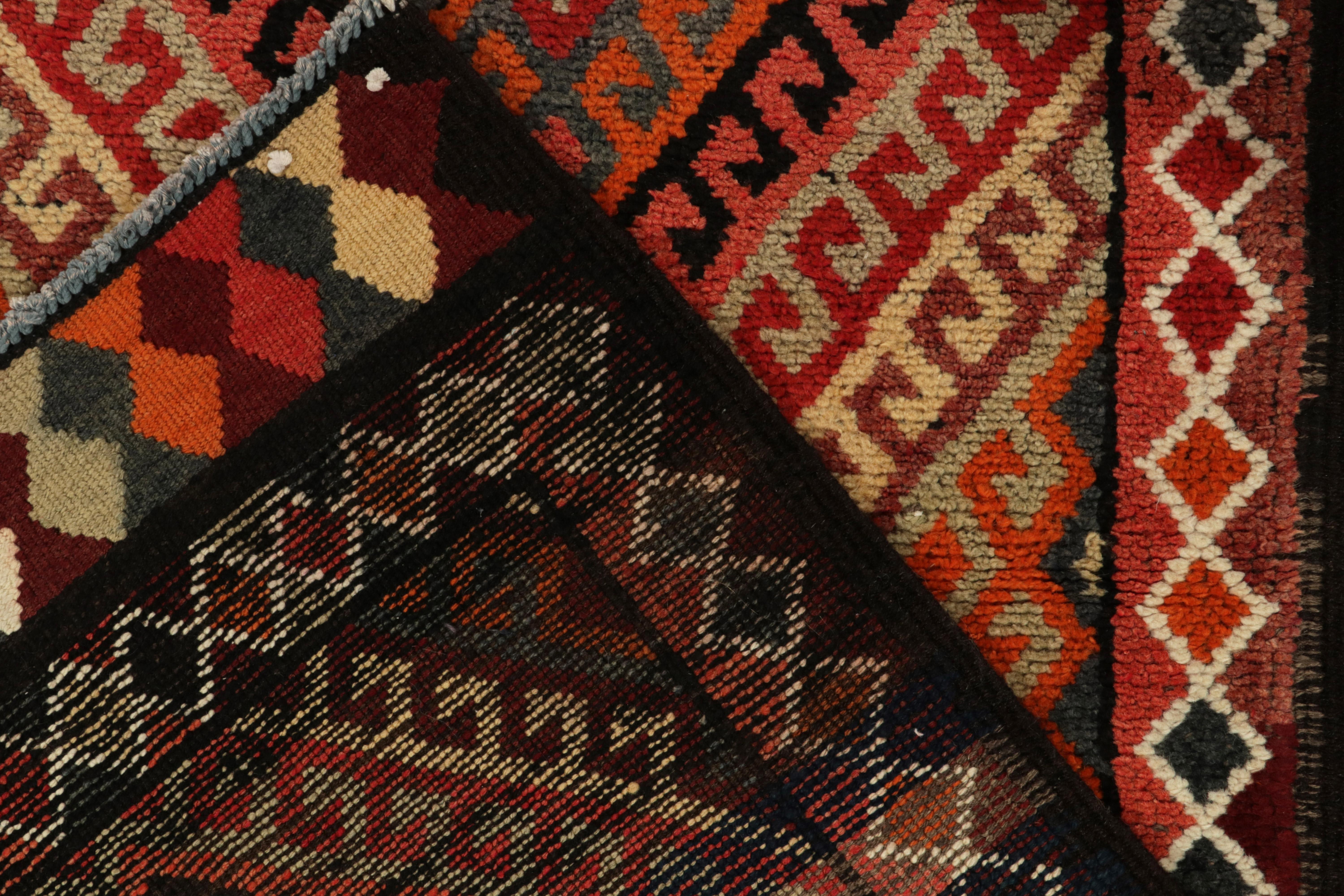 Wool 1950s Vintage Tribal Runner in, Multicolor Geometric Pattern by Rug & Kilim For Sale