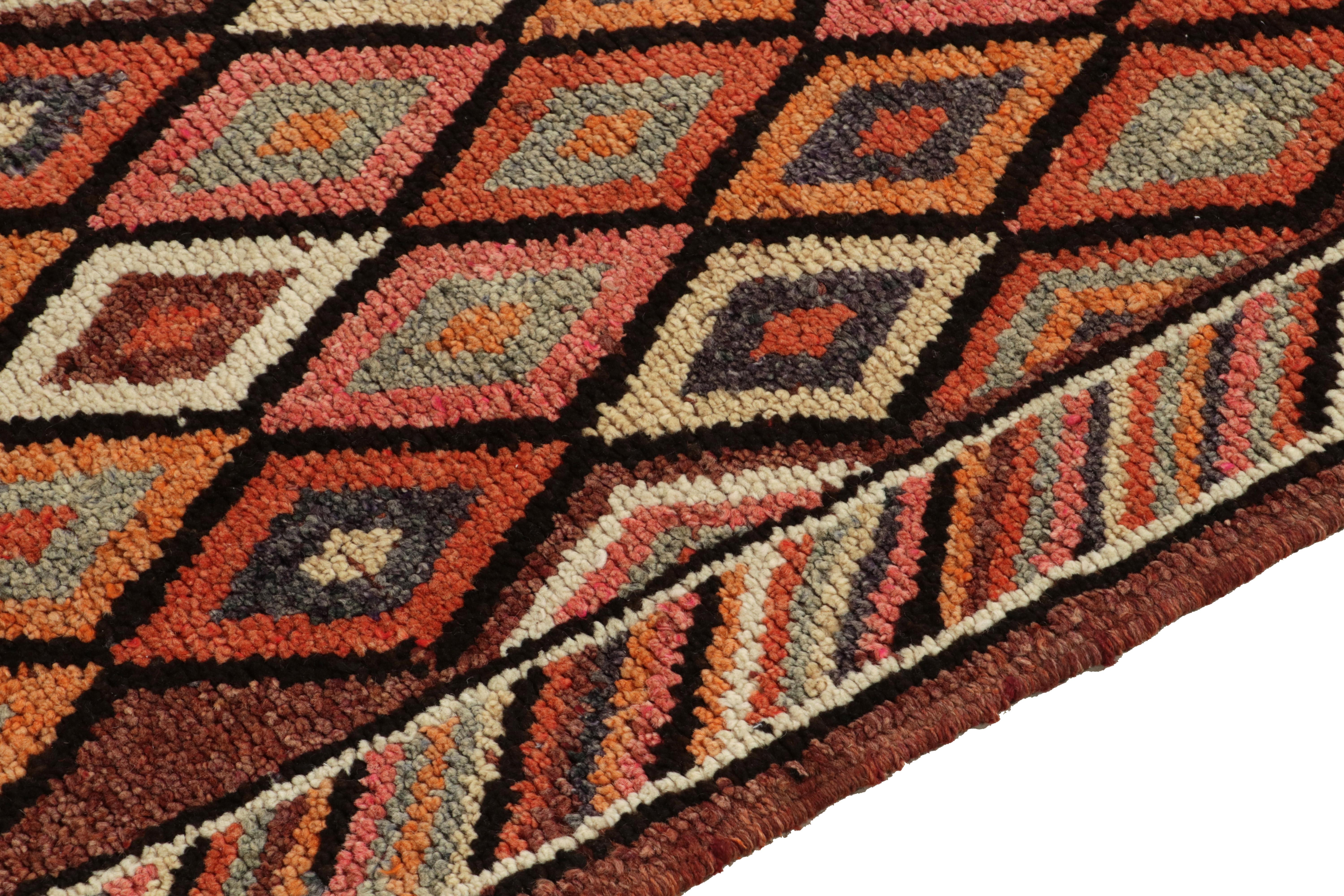 Hand-Knotted 1950s Vintage Tribal runner in Multicolor Patterns, Geometric by Rug & Kilim For Sale