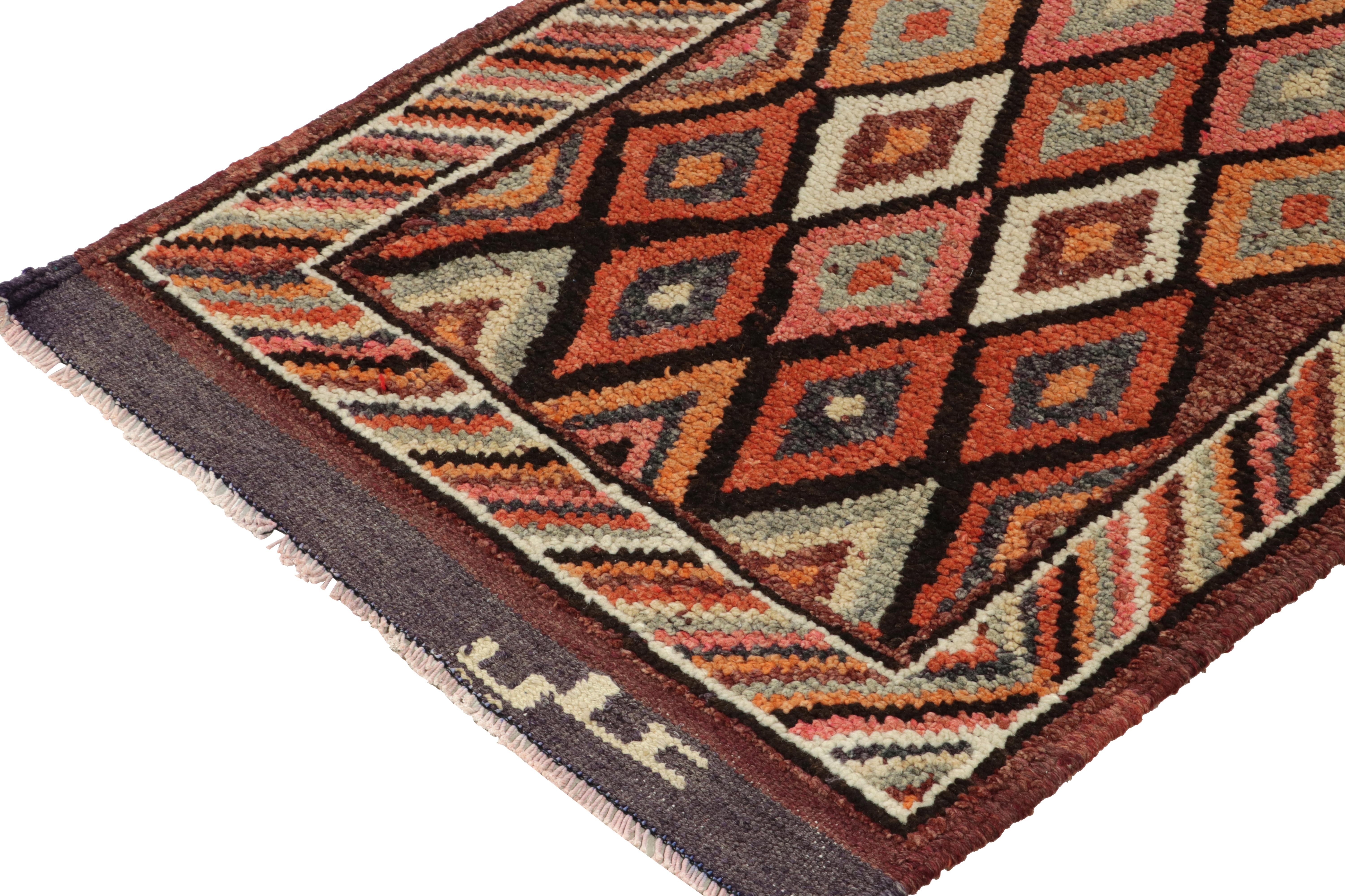 1950s Vintage Tribal runner in Multicolor Patterns, Geometric by Rug & Kilim In Good Condition For Sale In Long Island City, NY