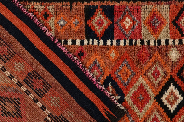1950s Vintage Tribal Runner in Orange Multihued Geometric Pattern by ...