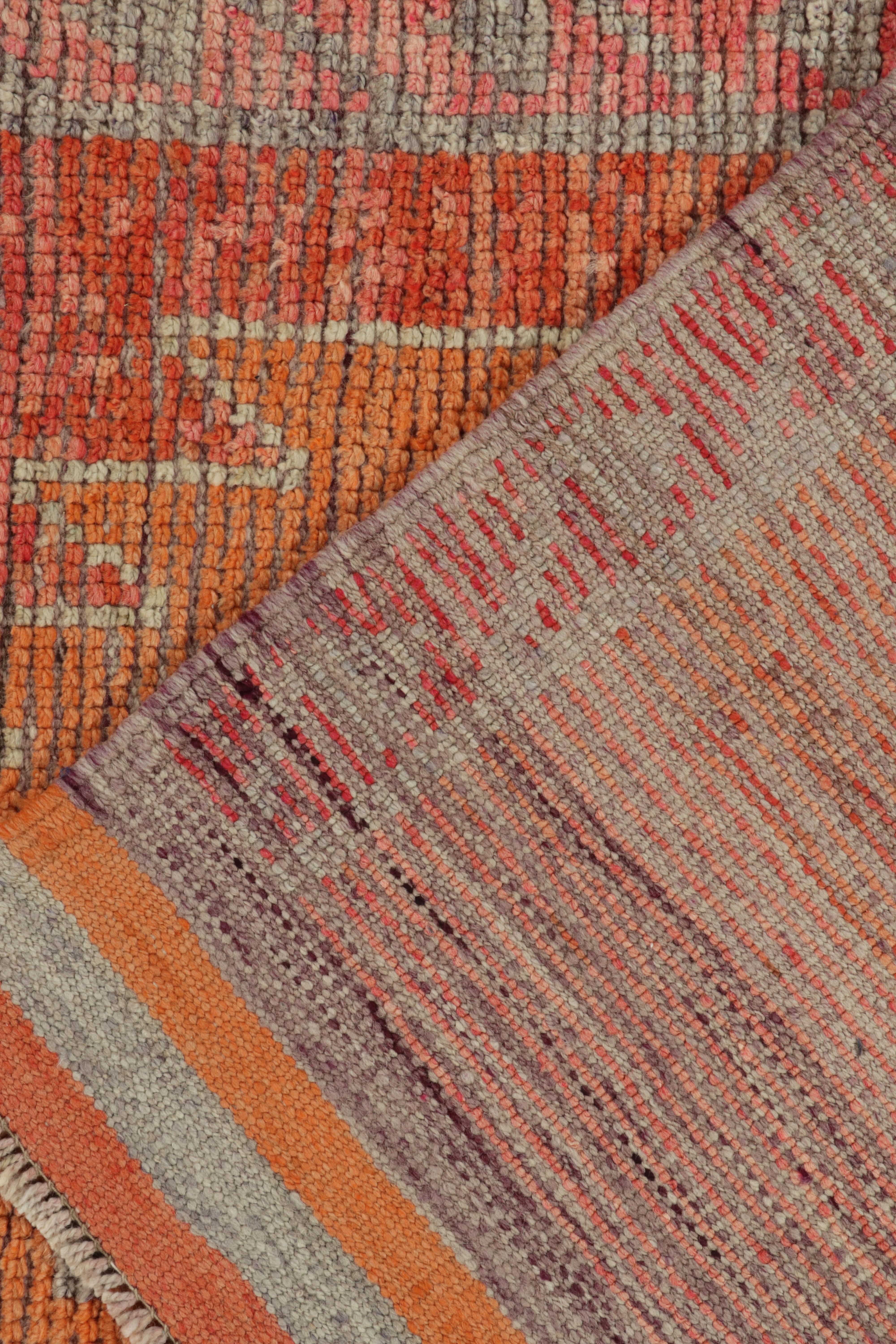 Mid-20th Century 1950s Vintage Tribal runner in Pink, Red and Orange Medallion by Rug & Kilim For Sale