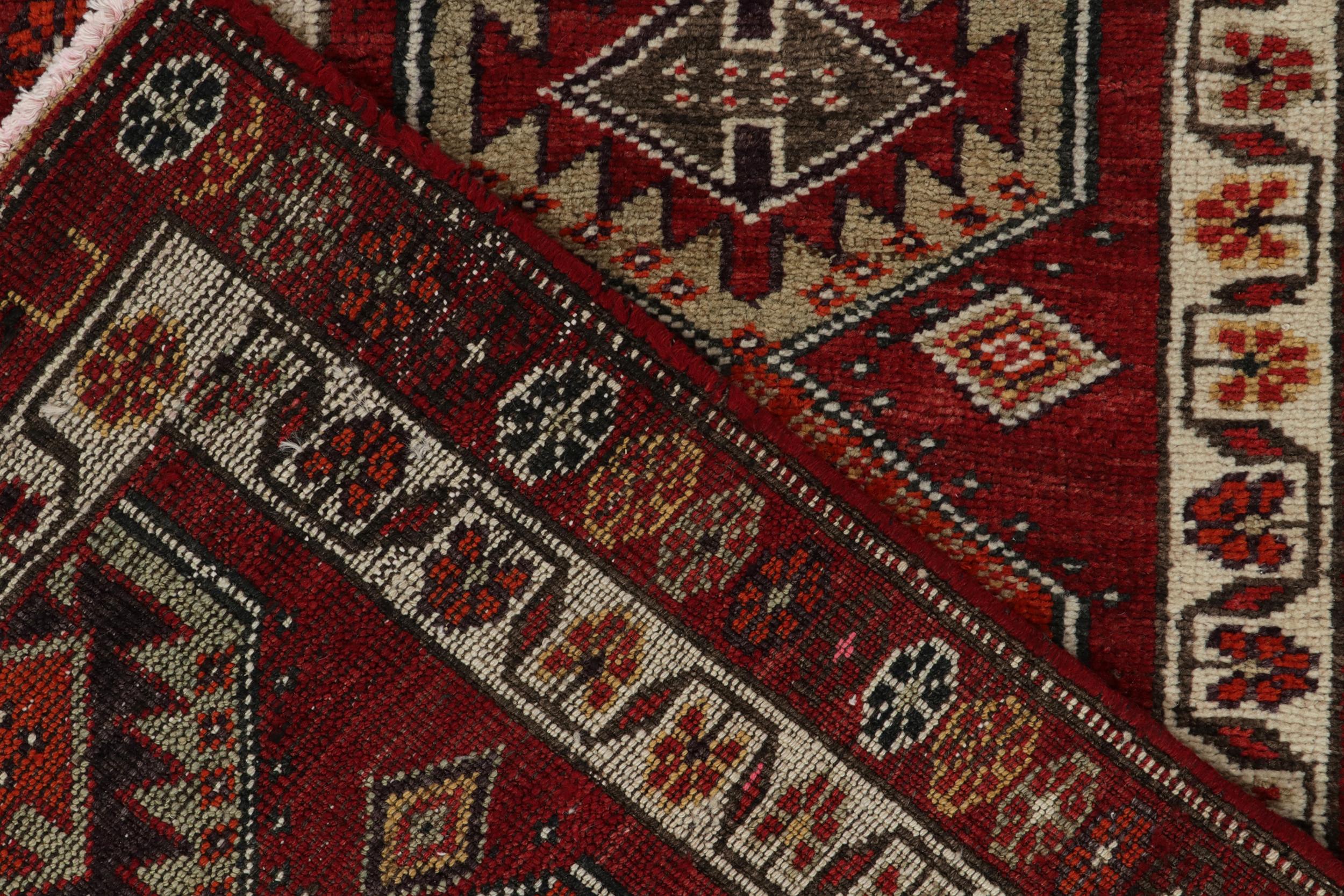 Mid-20th Century 1950s Vintage Tribal Runner in Red and Brown Geometric Patterns by Rug & Kilim For Sale