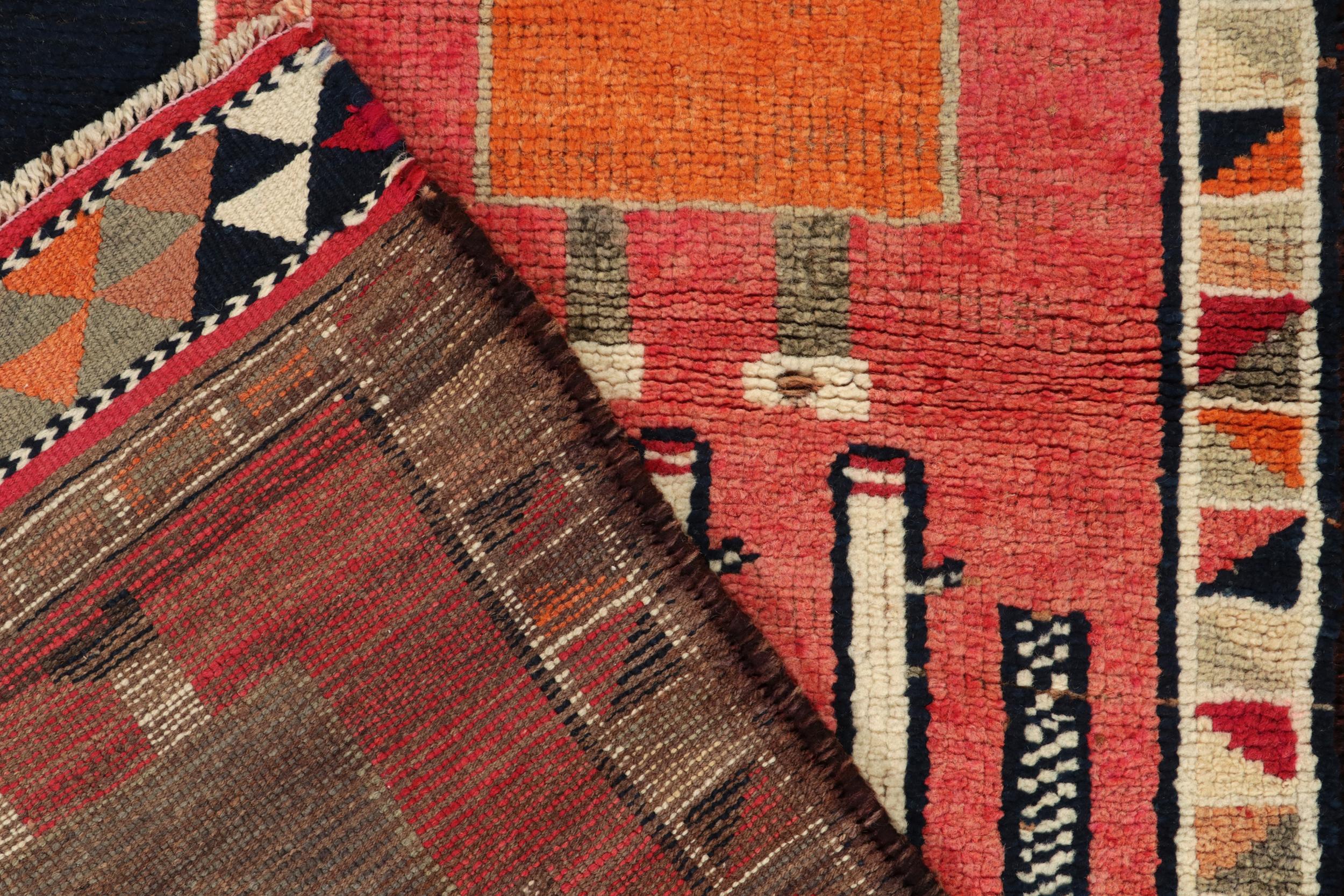Mid-20th Century 1950s Vintage Tribal Runner in Red Background Multihued Pictorial by Rug & Kilim For Sale