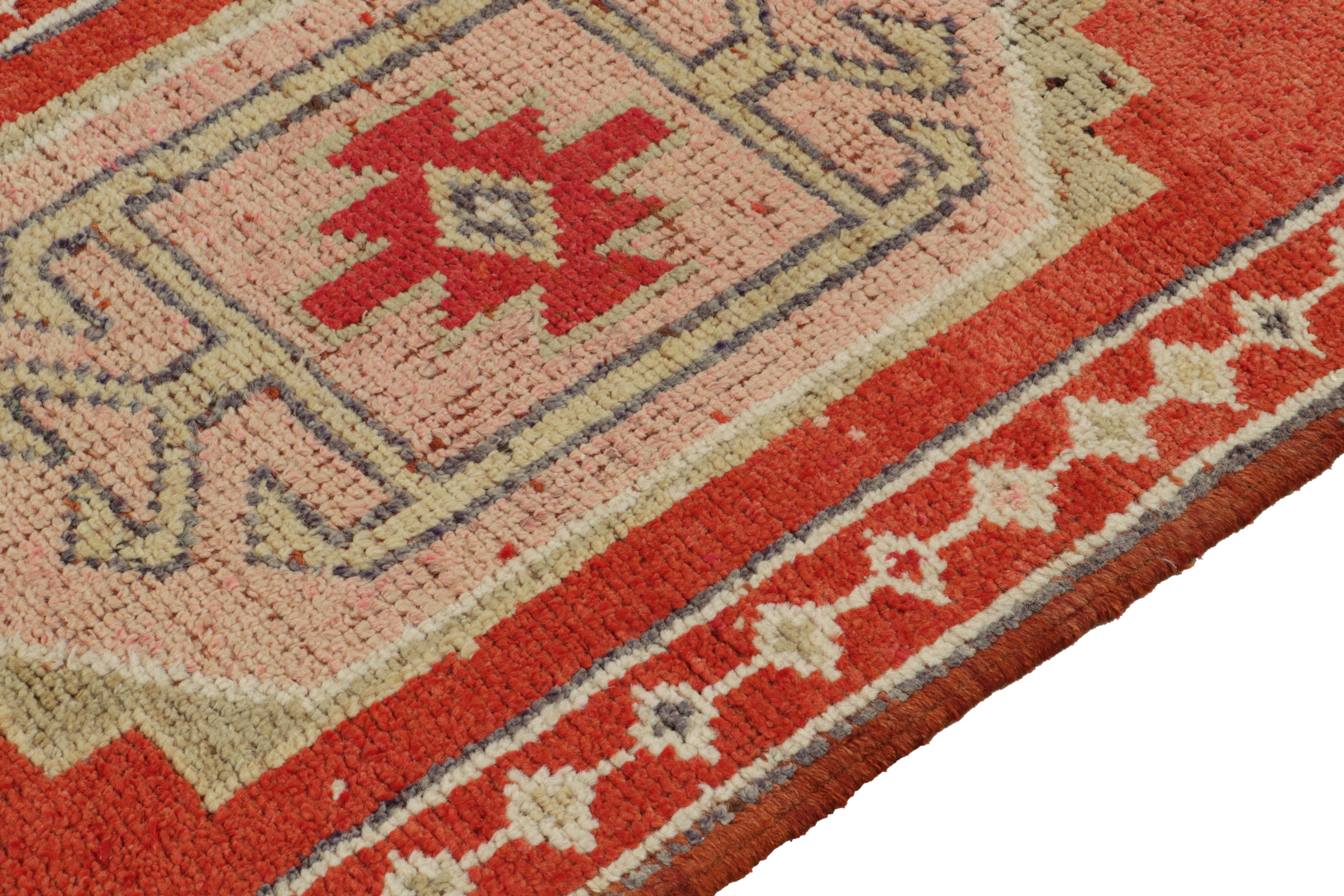 1950s Vintage Tribal Runner in Red, Beige and Medallion Patterns by Rug & Kilim In Good Condition For Sale In Long Island City, NY