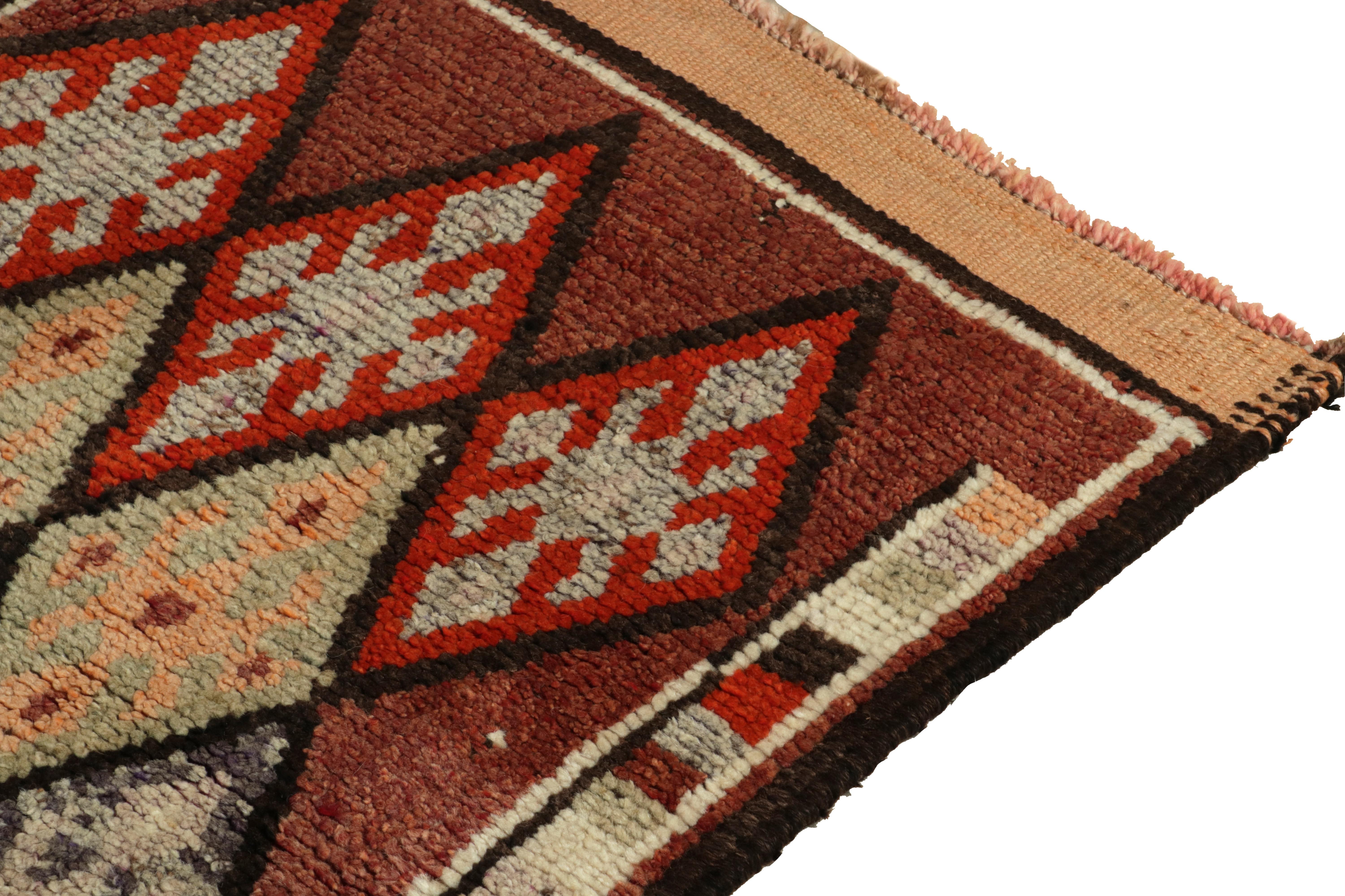 1950s Vintage Tribal Runner in Red, Black, Geometric Patterns by Rug & Kilim In Good Condition For Sale In Long Island City, NY