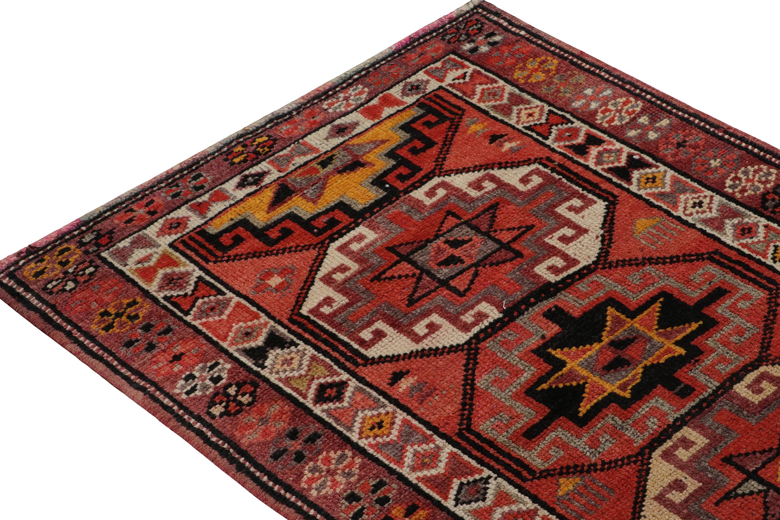 1950s Vintage Tribal Runner in Red, Gold and Medallion Patterns by Rug & Kilim In Good Condition For Sale In Long Island City, NY