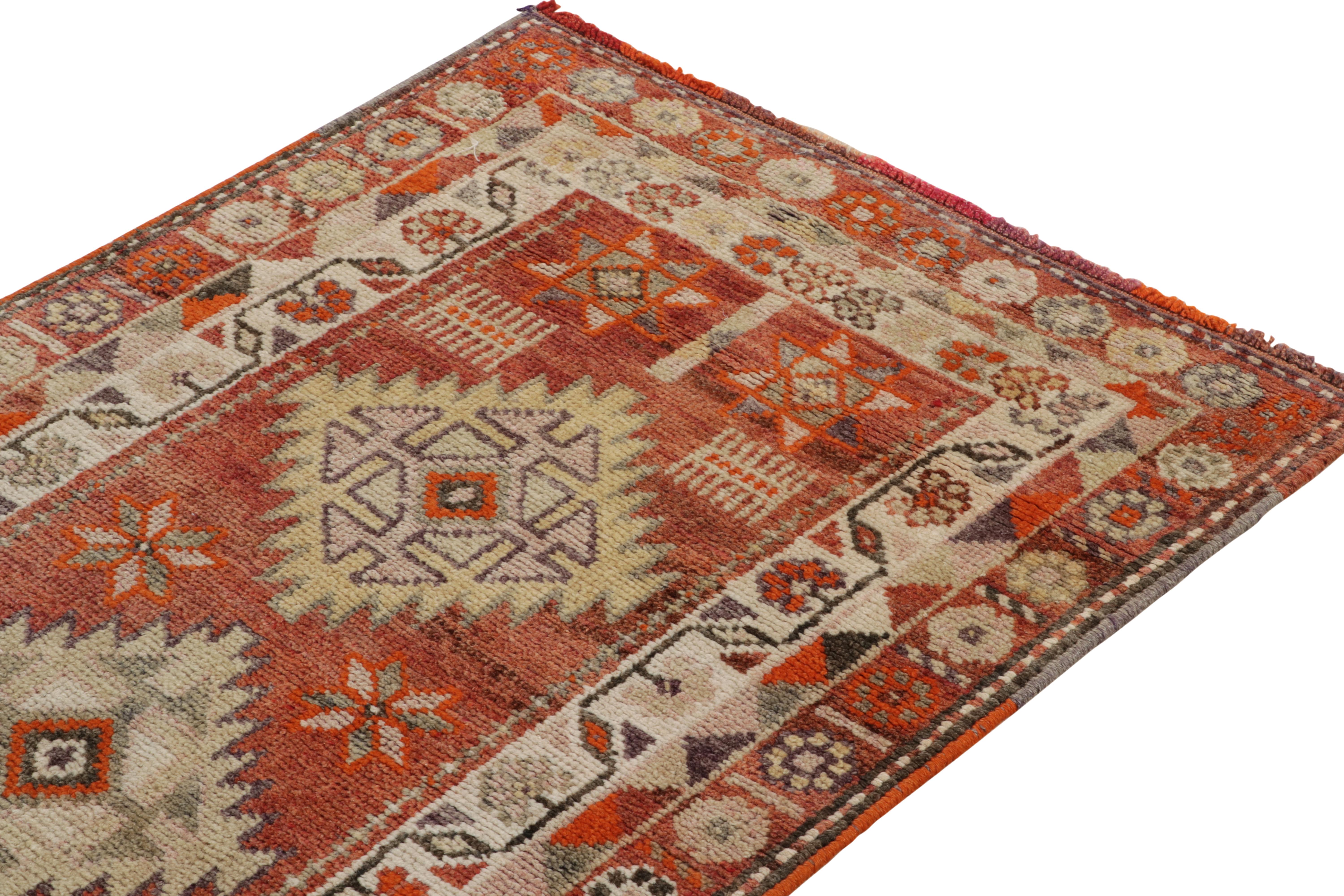 1950s Vintage Tribal runner in Red, Orange and Beige-Brown Geometric Patterns In Good Condition For Sale In Long Island City, NY