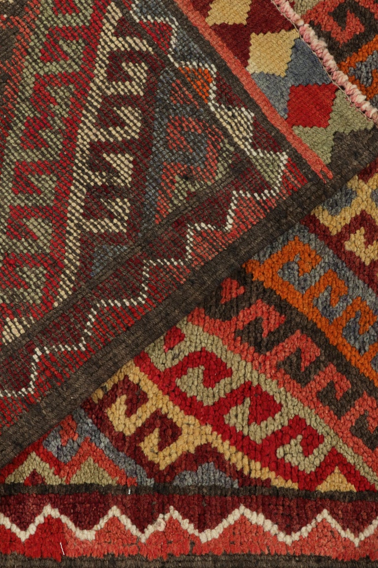 1950s Vintage Tribal Runner in Red Orange Brown Geometric Pattern by ...