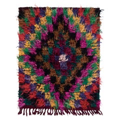 Tappeto Tulu vintage anni '50 con motivo geometrico multicolore di Rug & Kilim