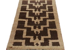 1950s Vintage Tulu Tribal Rug in Brown & Beige Geometric Pattern by Rug & Kilim