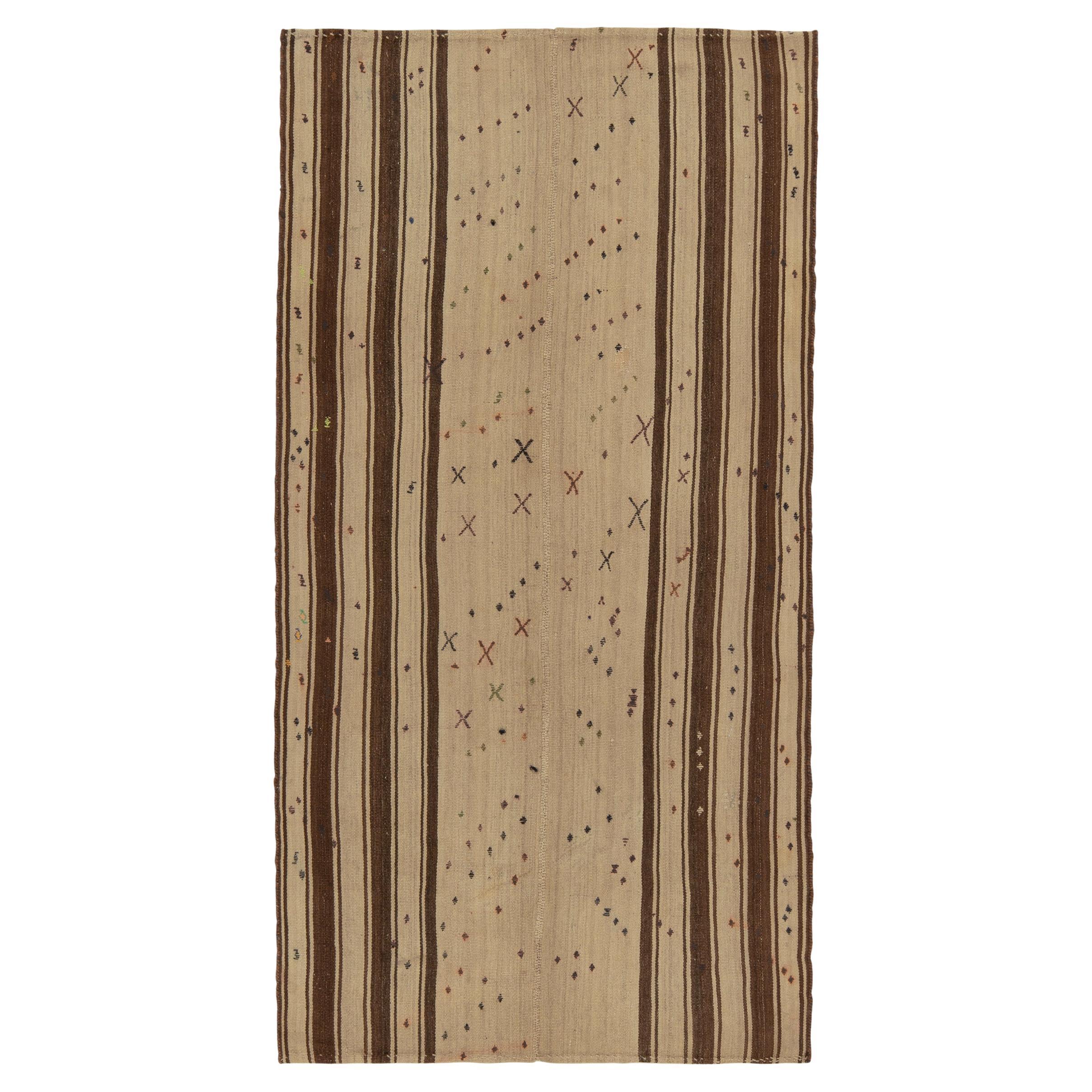 1950s, Vintage Turkish Kilim Rug in Beige Geometric Patterns by Rug & Kilim For Sale