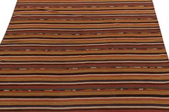 1950s Vintage Turkish Kilim Rug in Multicolor Stripes, Square Rug by Rug & Kilim