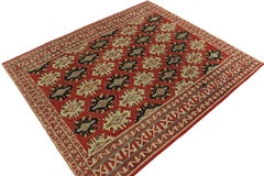 1950s Vintage Turkish Rug in Red, Beige & Blue Geometric Pattern by Rug & Kilim