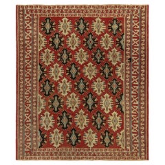 1950s Vintage Turkish Rug in Red, Beige & Blue Geometric Pattern by Rug & Kilim