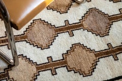 1950s Vintage Undyed Ivory and Golden Brown Wool Qashqai Persian Gabbeh Rug