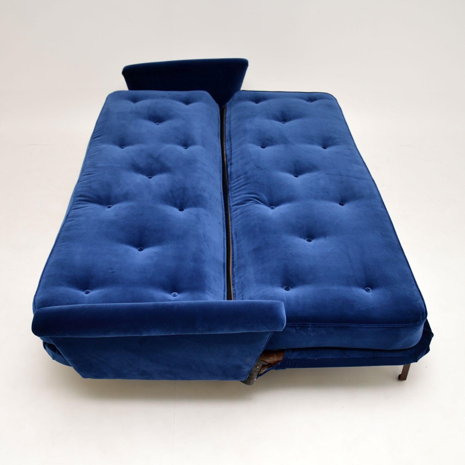 Mid-Century Modern 1950s Vintage Velvet Sofa Bed