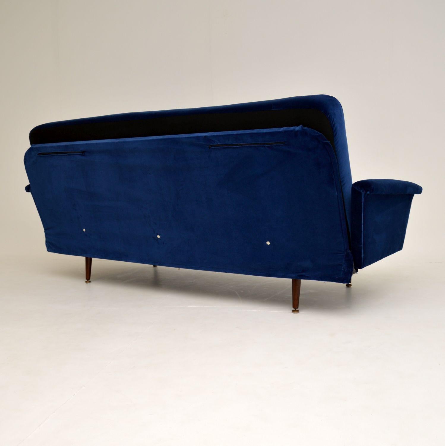 Mid-20th Century 1950s Vintage Velvet Sofa Bed