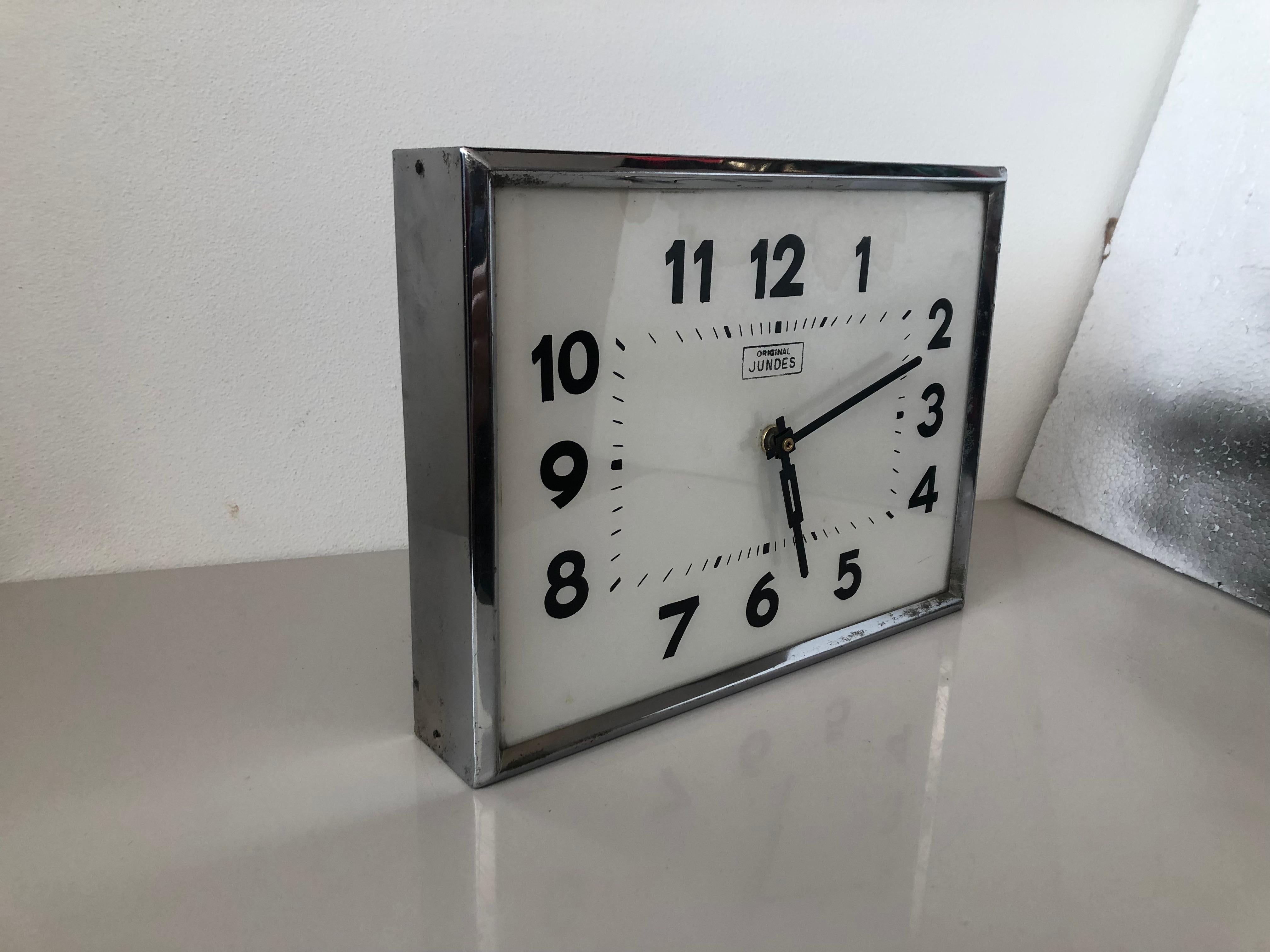 Industrial 1950s Vintage Wall Clock Jundes, Germany