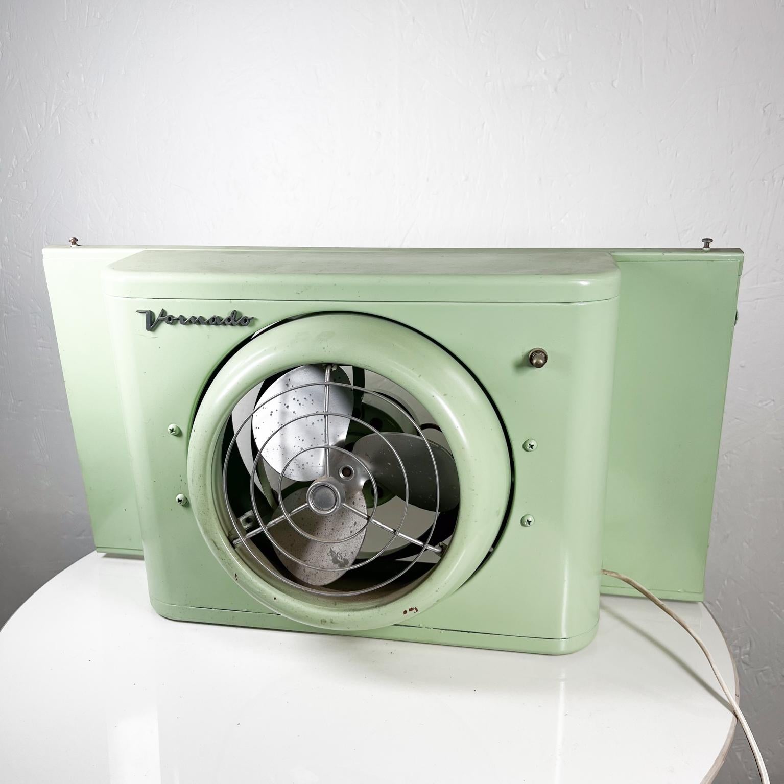 1950s Vintage Wall Unit Vornado Pistachio Green Electric Window Fan
12 h x 22 w x 8 d
Preowned unrestored untested vintage condition.
Refer to all images please.

