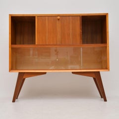 1950s Vintage Walnut Bureau Bookcase Cabinet