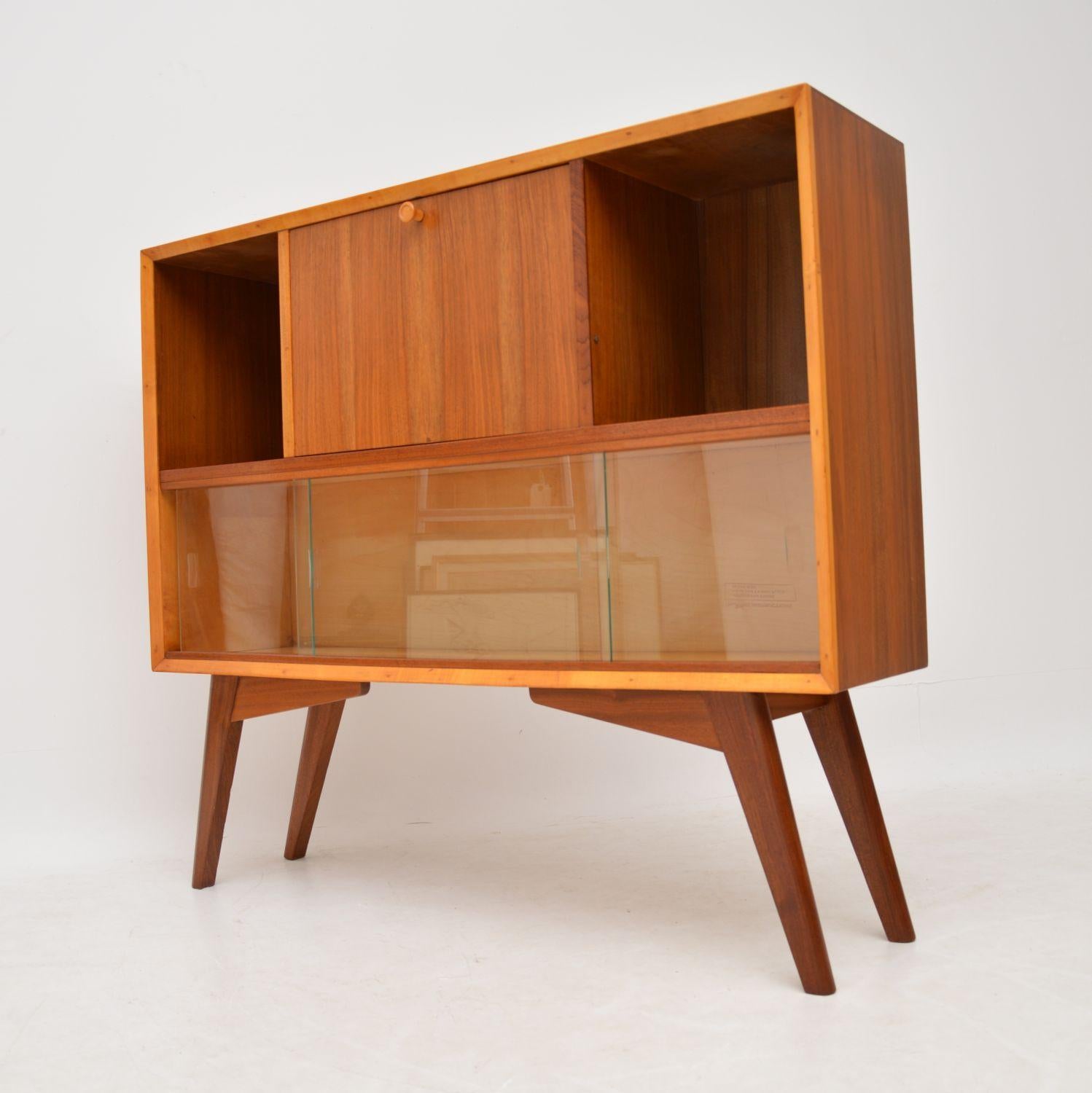 Mid-Century Modern 1950s Vintage Walnut Bureau Bookcase Cabinet