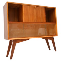 1950s Vintage Walnut Bureau Bookcase Cabinet