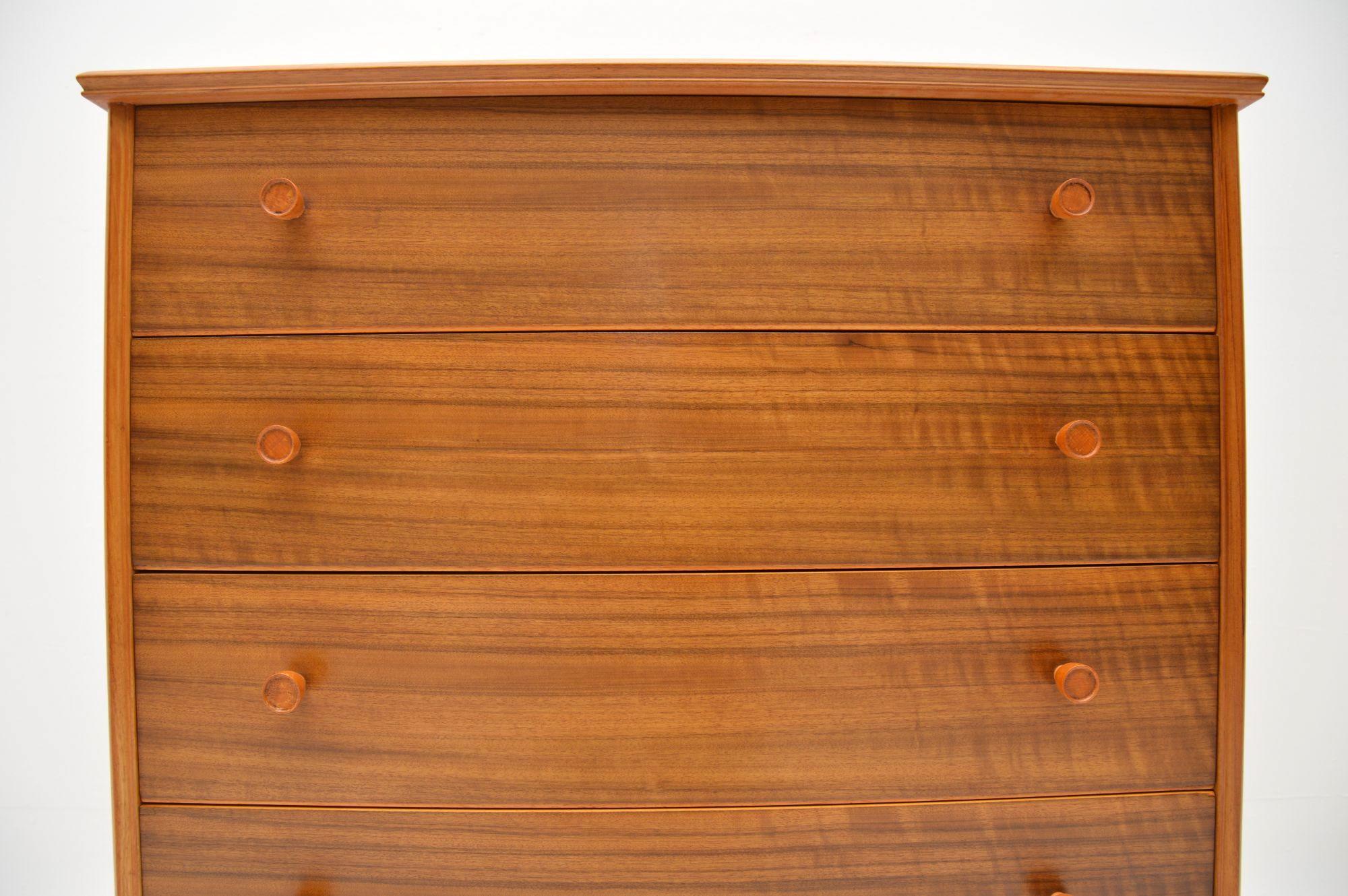 English 1950s Vintage Walnut Chest of Drawers by Alfred Cox