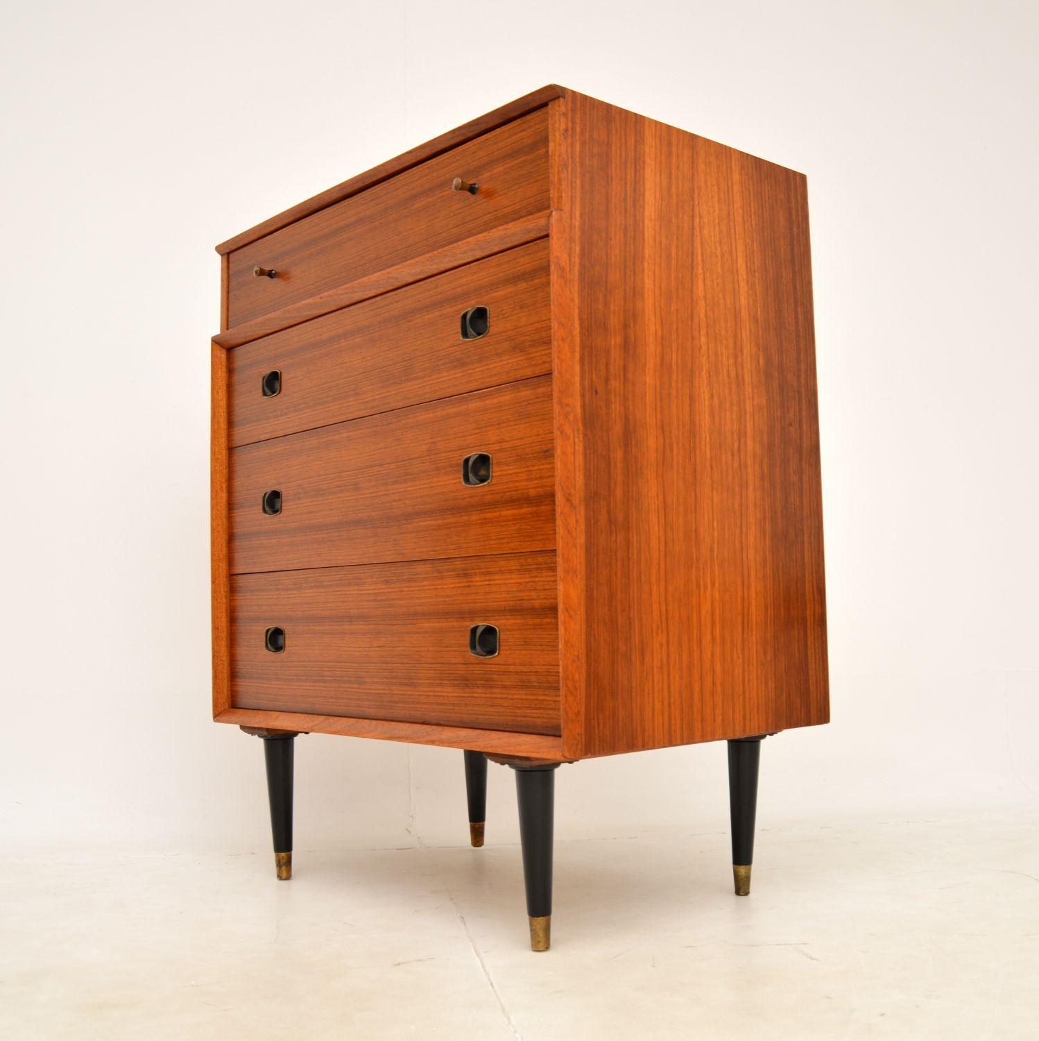 British 1950s Vintage Walnut Chest of Drawers For Sale