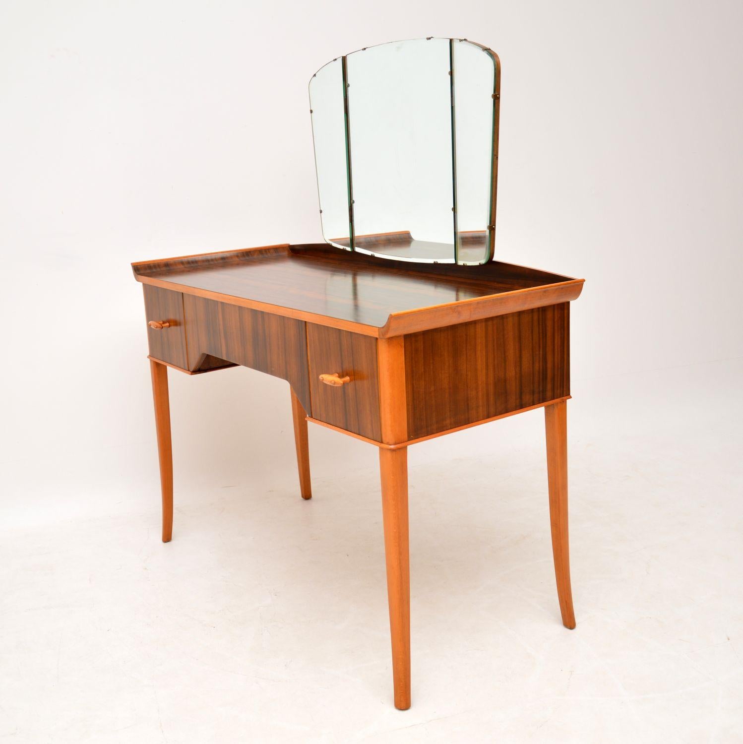 Mid-Century Modern 1950s Vintage Walnut Dressing Table