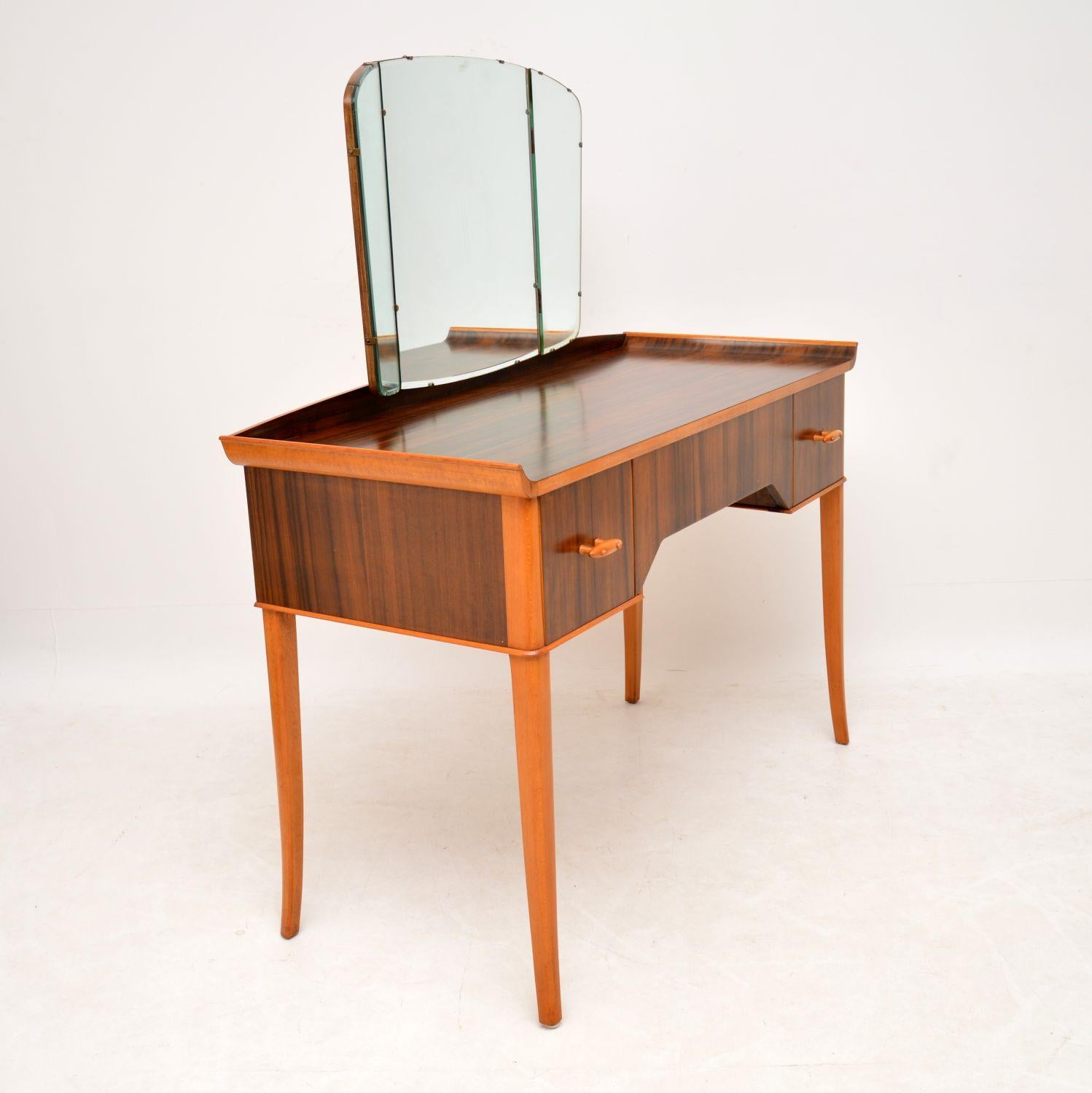 British 1950s Vintage Walnut Dressing Table
