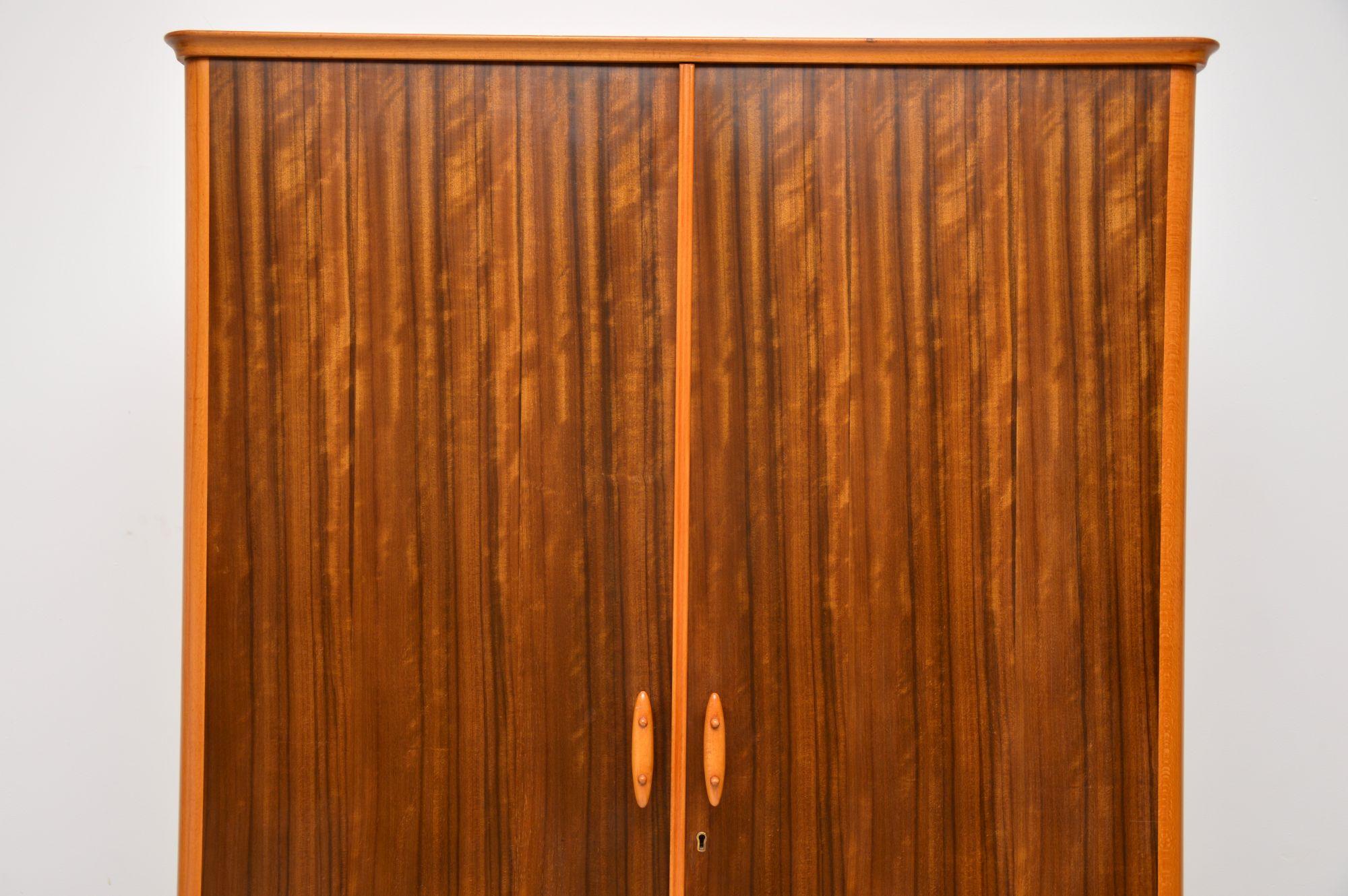 Beech 1950s Vintage Walnut Wardrobe