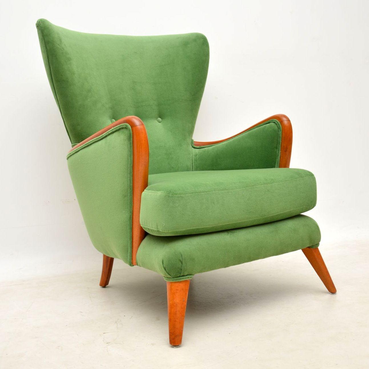 Mid-Century Modern 1950s Vintage Wing Back Armchair by Howard Keith