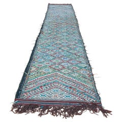 1950s Vintage Zemmour Moroccan Rug Berber Runner, 3ft x 16.4ft long
