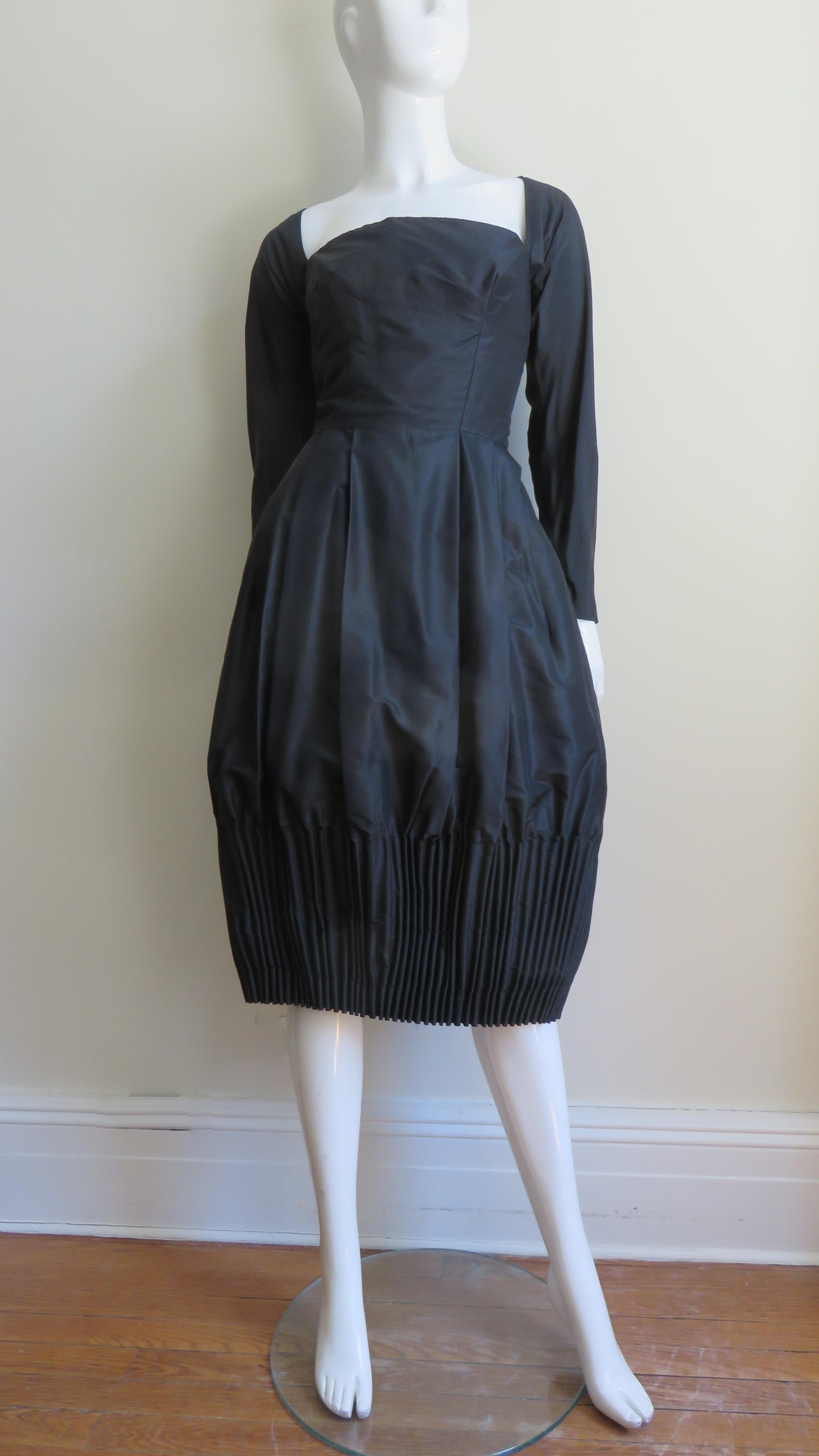Viola Silk Dress with Elaborate Skirt 1950s For Sale 2