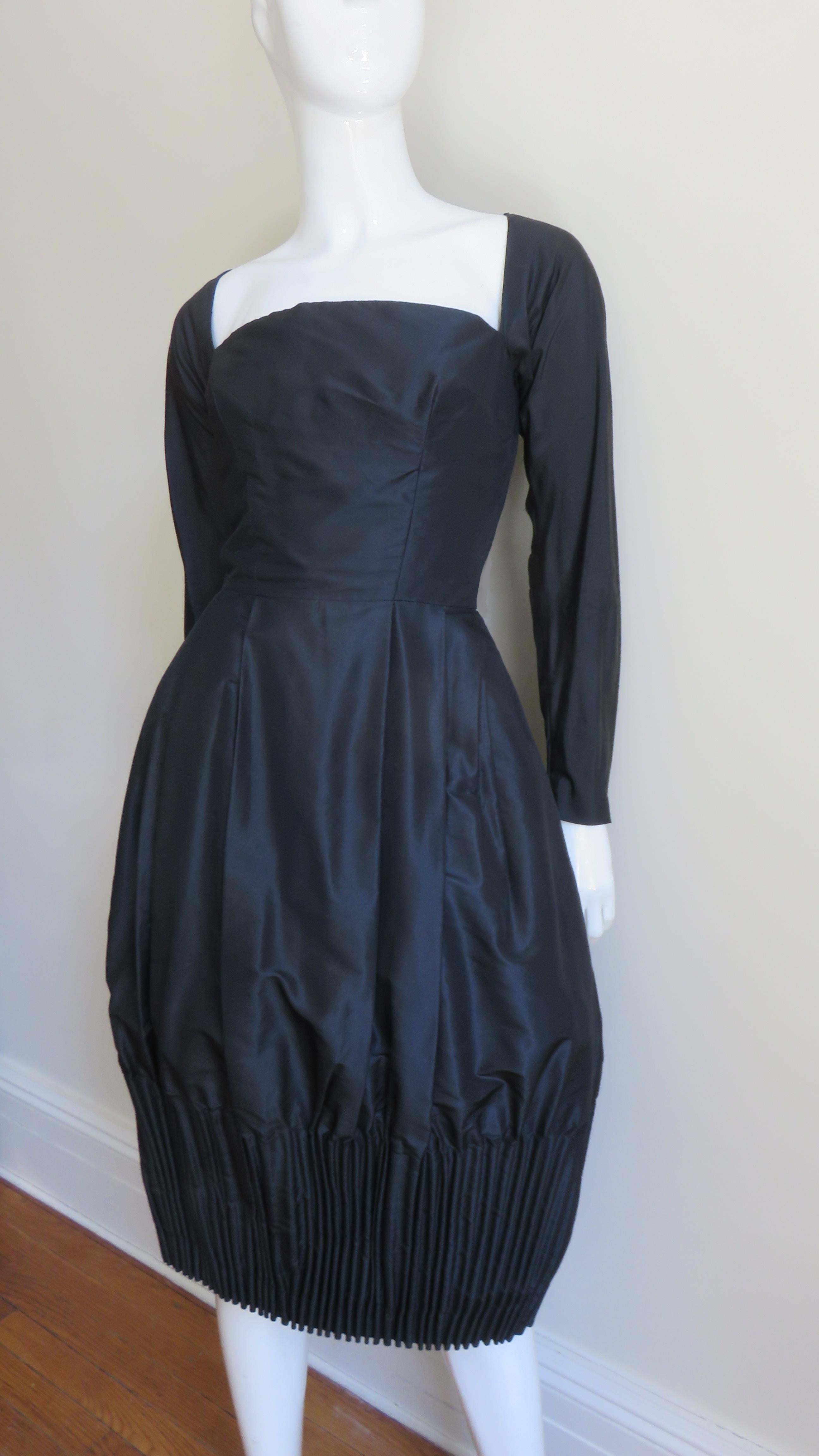 Women's Viola Silk Dress with Elaborate Skirt 1950s For Sale