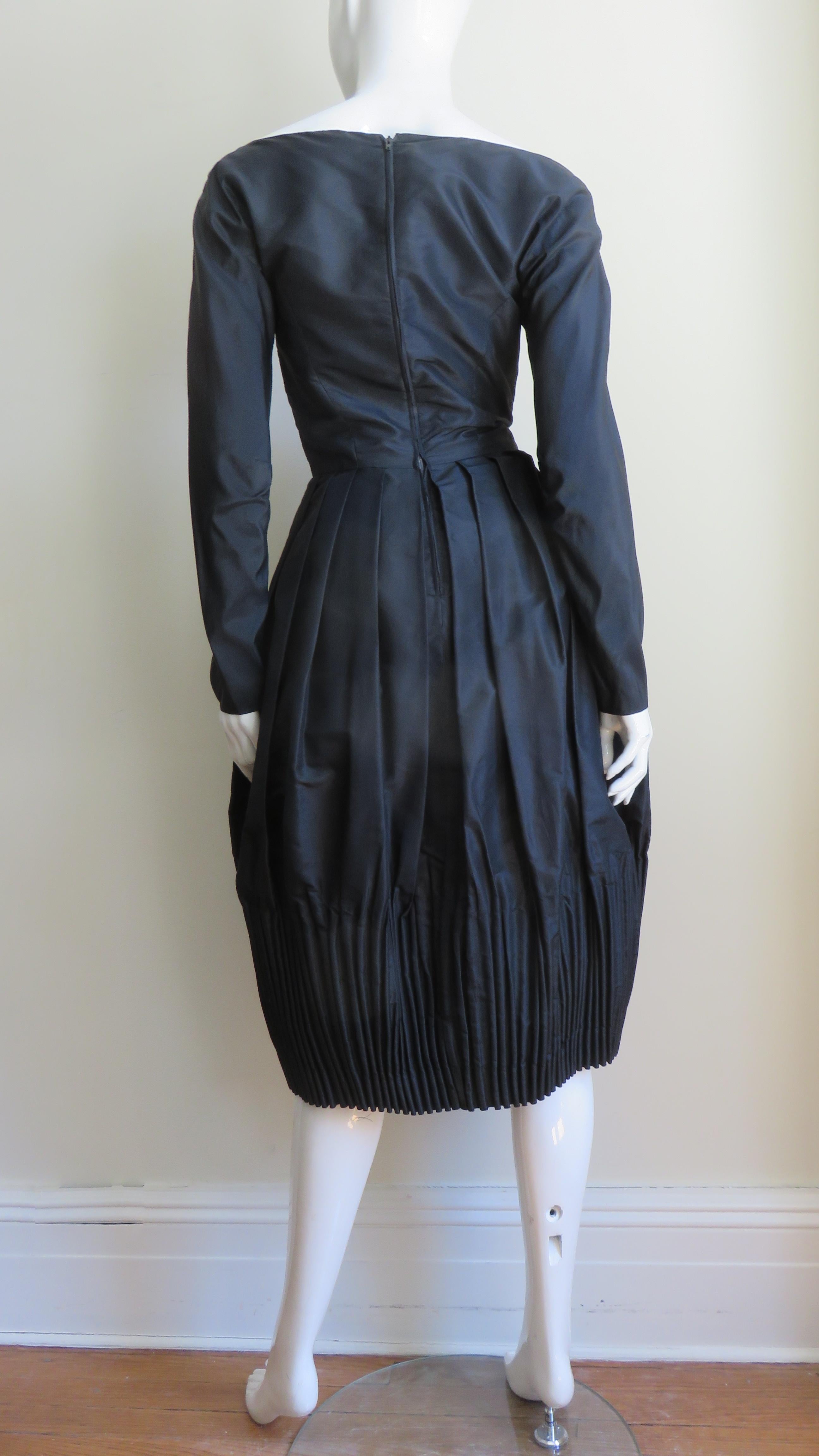 Viola Silk Dress with Elaborate Skirt 1950s For Sale 7