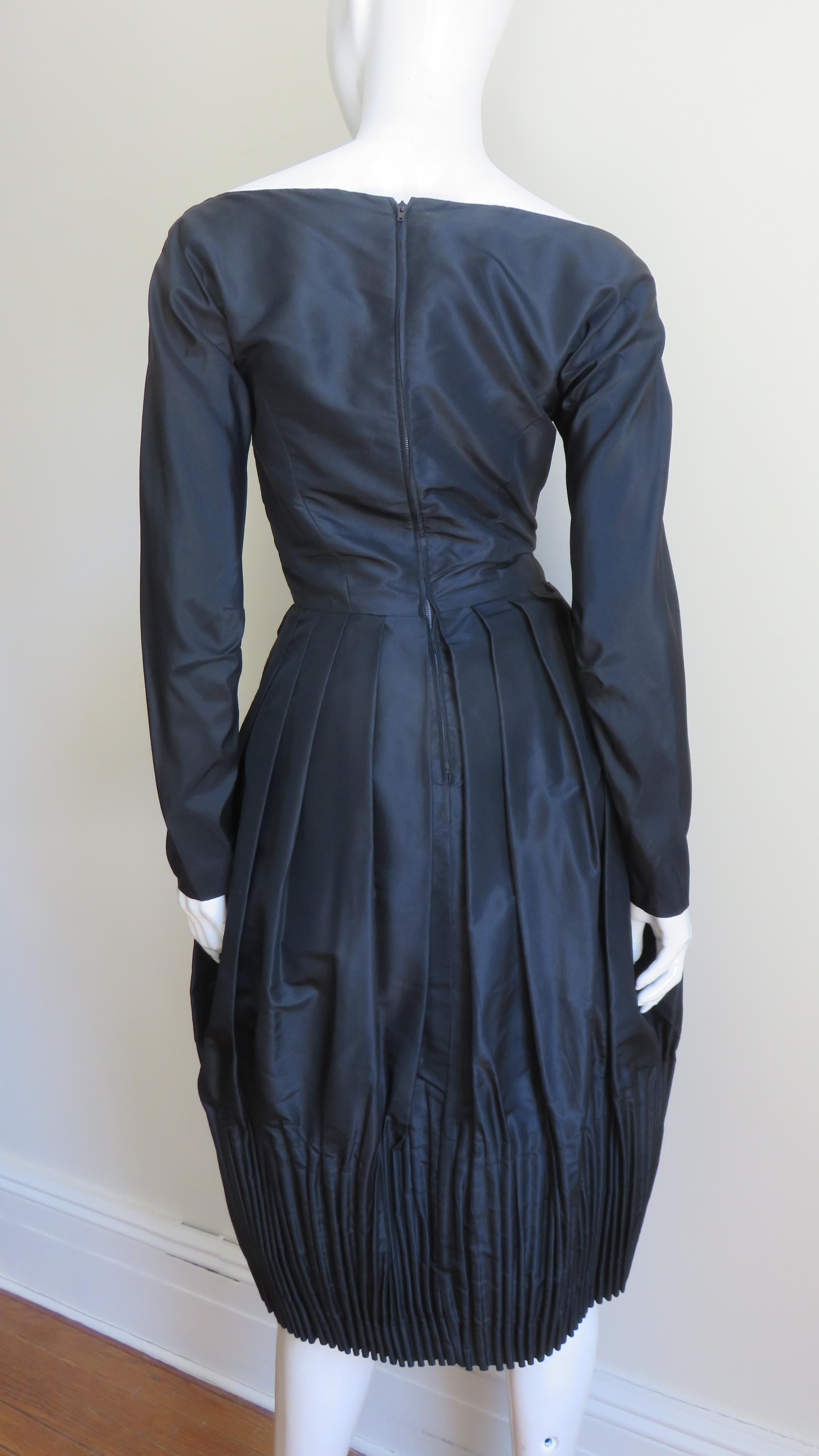 Viola Silk Dress with Elaborate Skirt 1950s For Sale 3