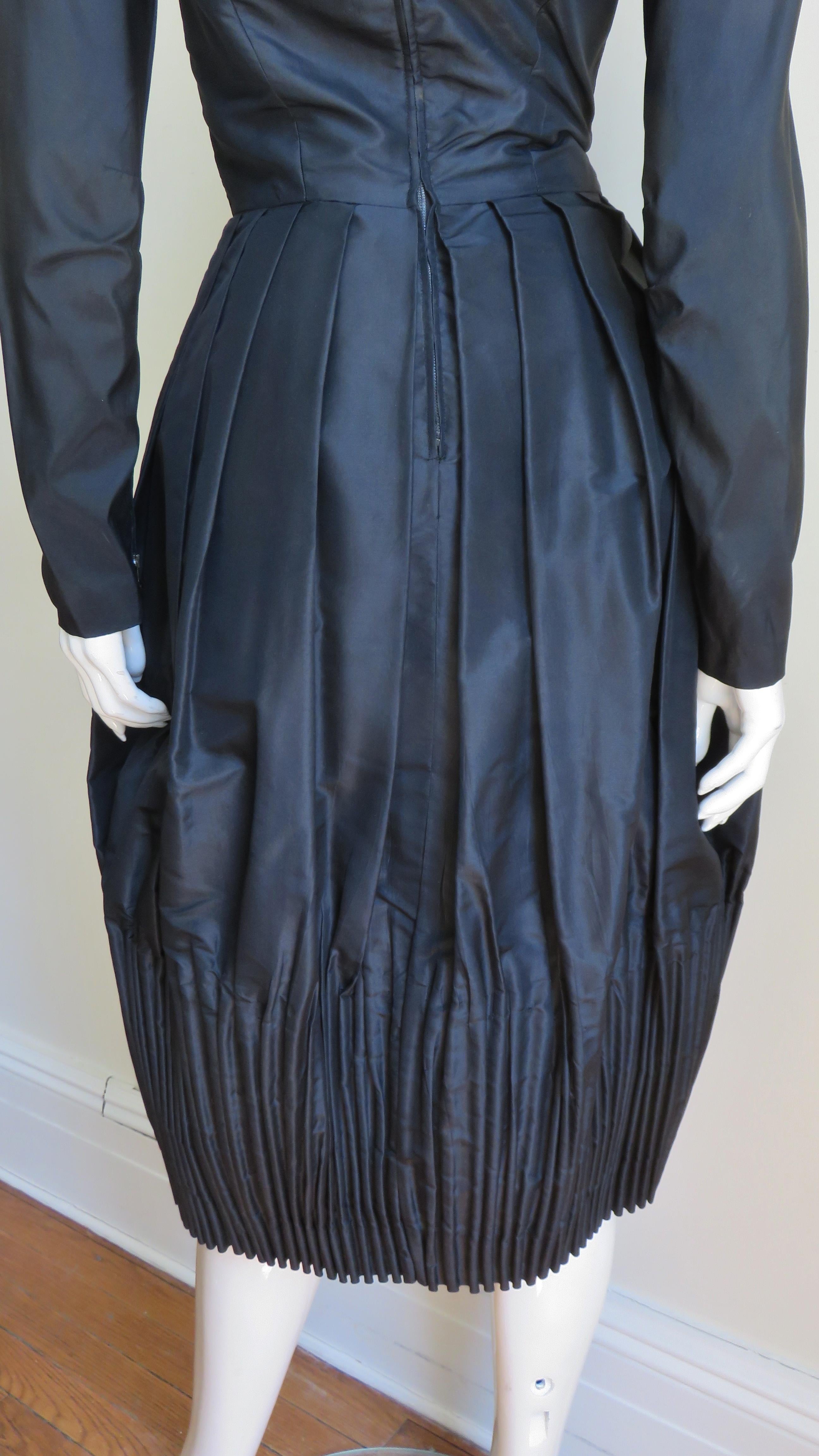 Viola Silk Dress with Elaborate Skirt 1950s For Sale 5