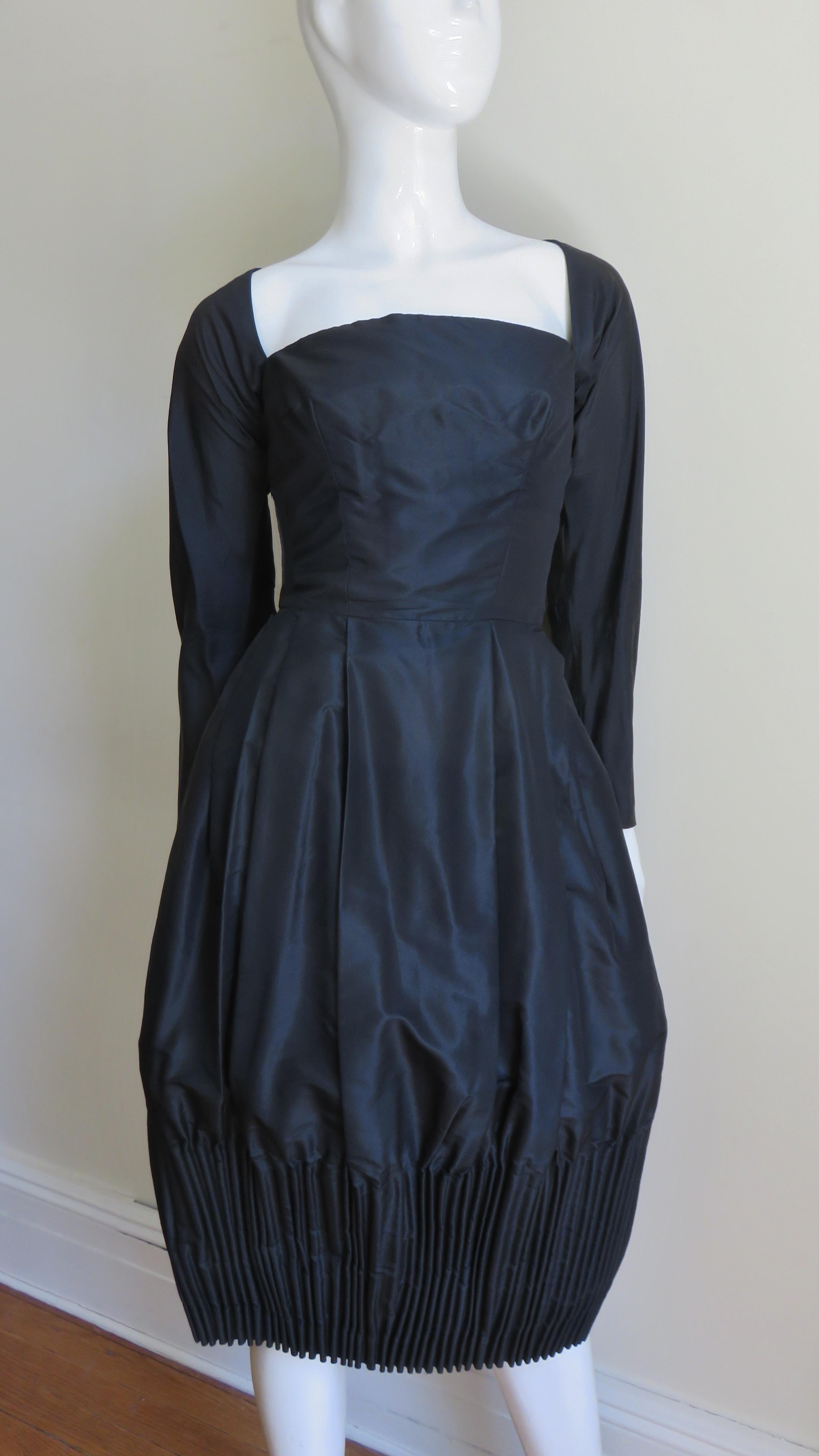 Viola Silk Dress with Elaborate Skirt 1950s For Sale 1