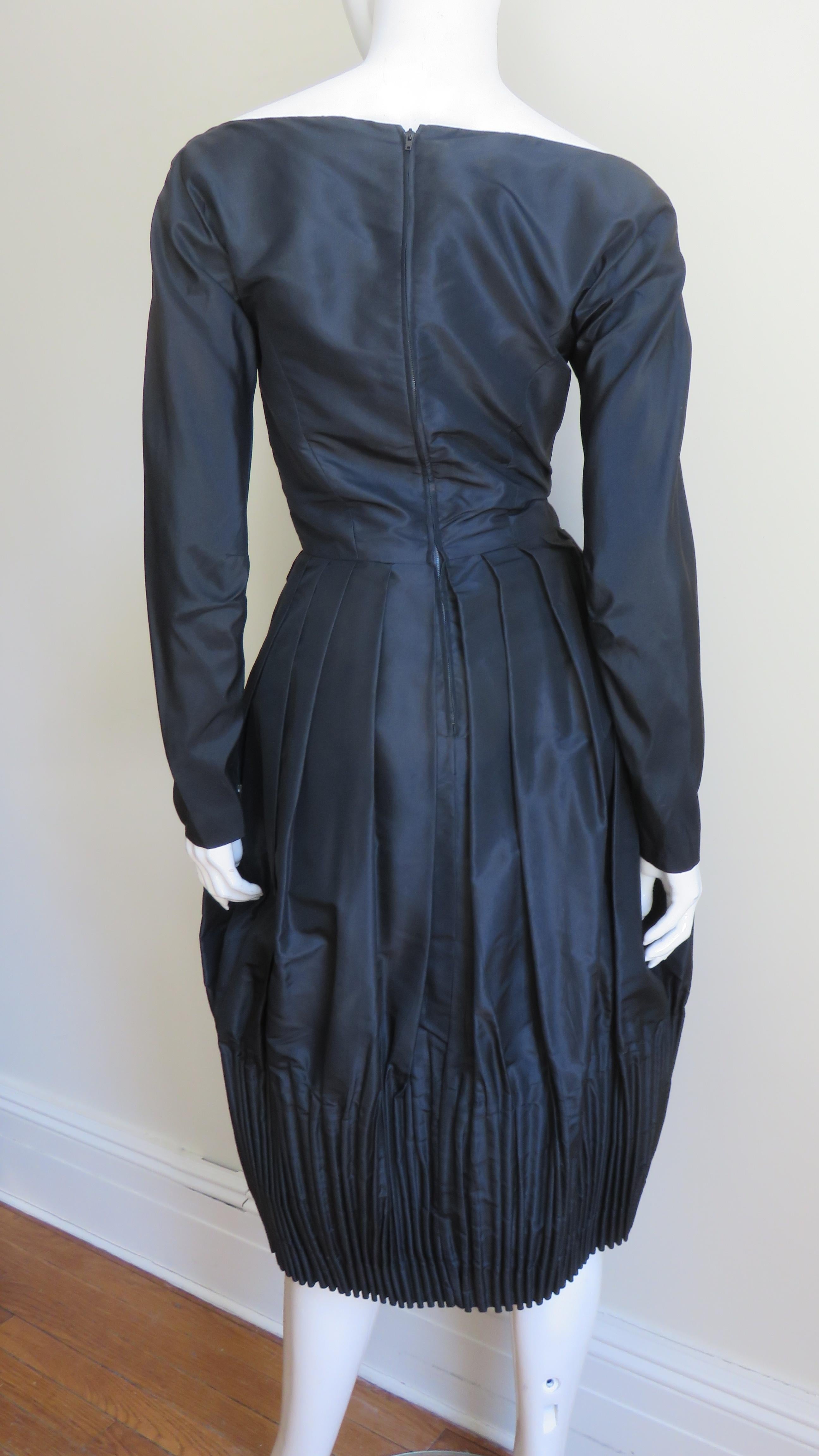 Viola Silk Dress with Elaborate Skirt 1950s For Sale 6