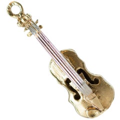 1950s Violin Charm 14 Karat Yellow Gold