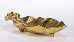 1950s Virginia Metalcrafters Brass Lemon Leaf Sculpture Tray